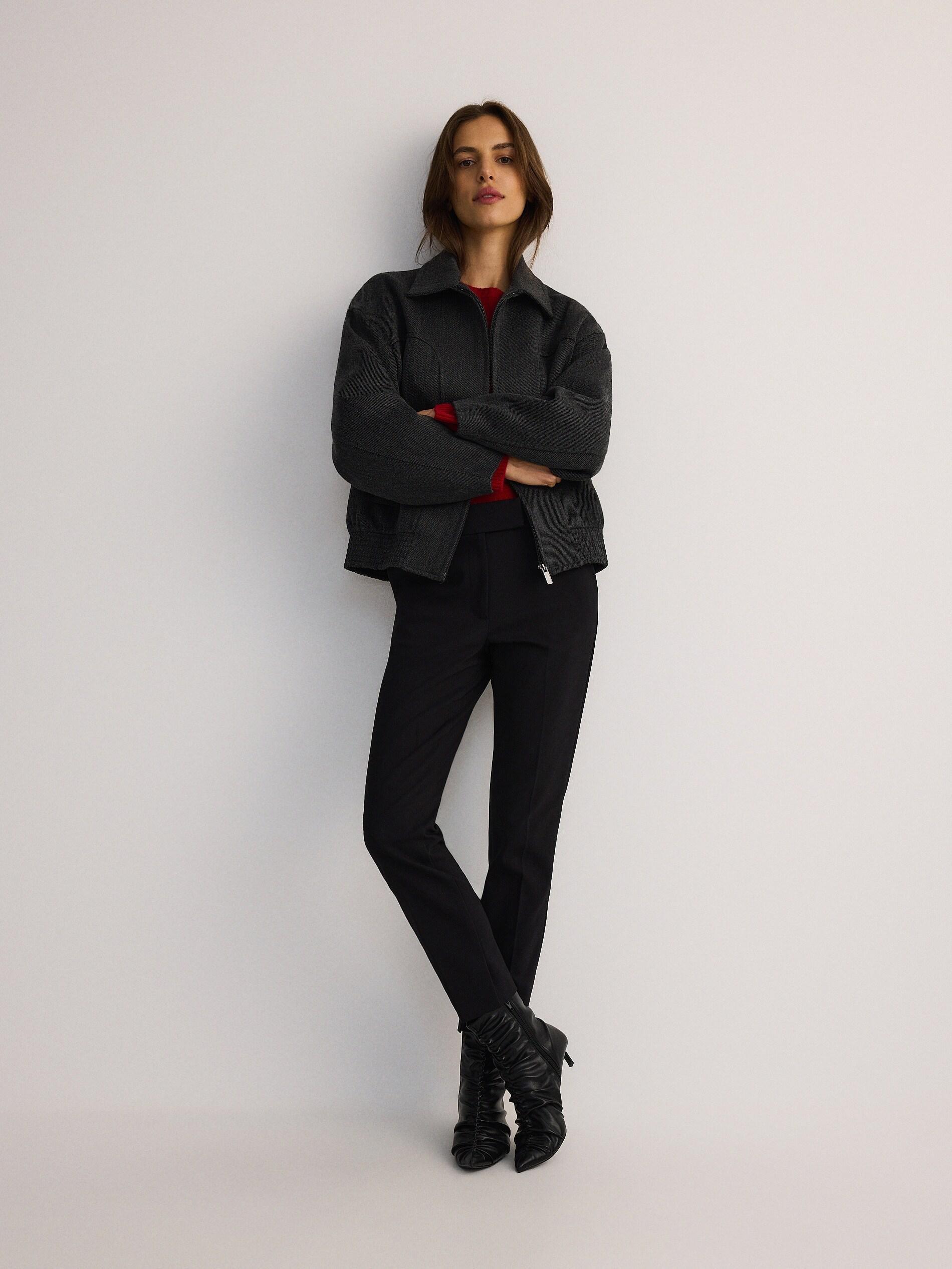 Black Cigarette Pants With Printed Stripe, , large image number 7