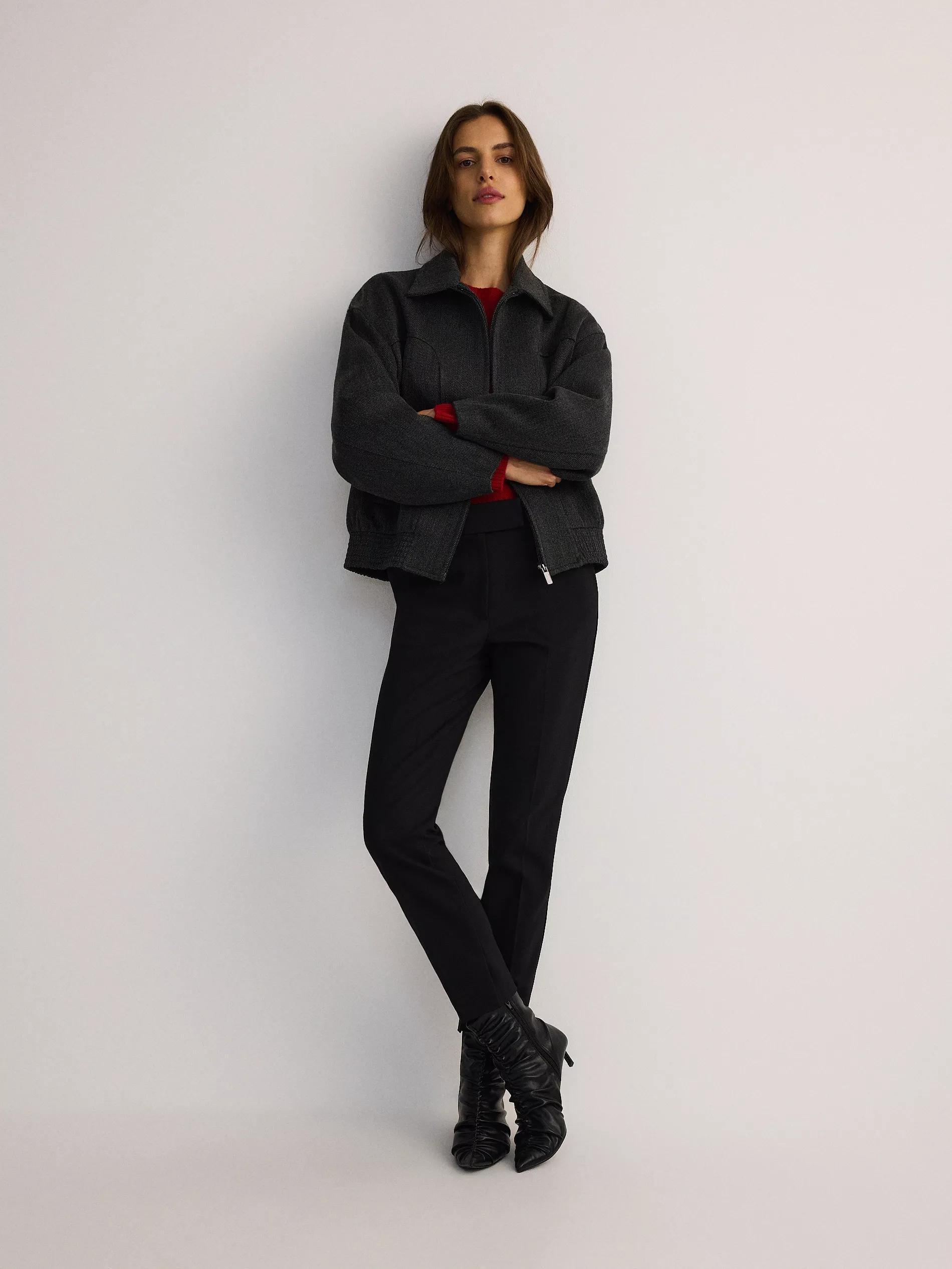 Black Cigarette Pants With Printed Stripe, , large image number 8