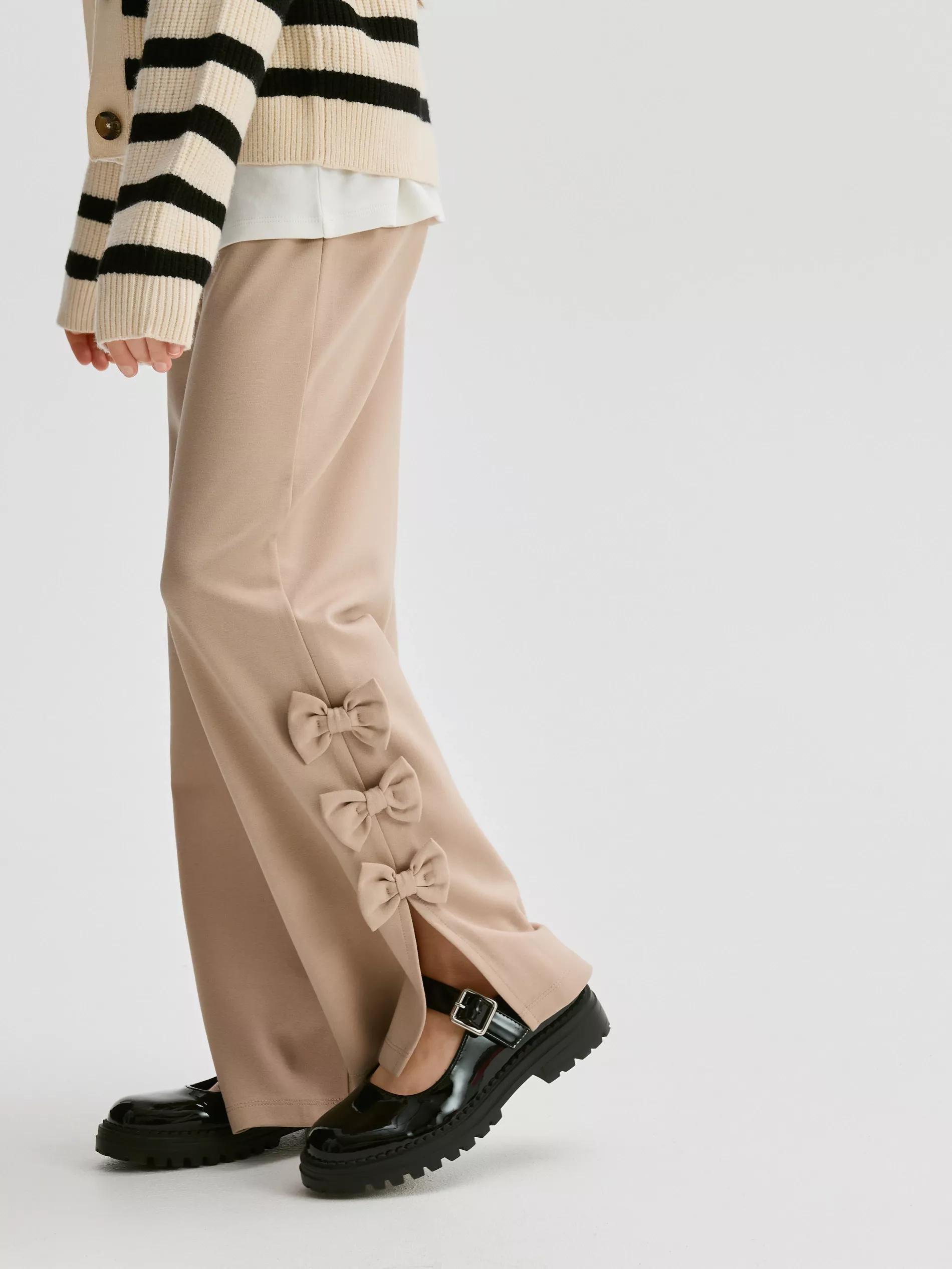 Beige Girls` Trousers, Beige, large image number 1