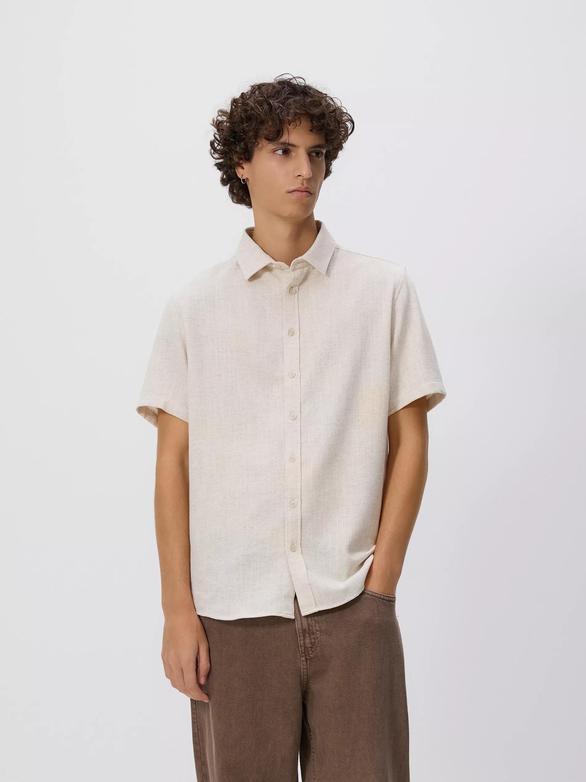 Beige Regular Shirt With Viscose Mix, Beige, medium