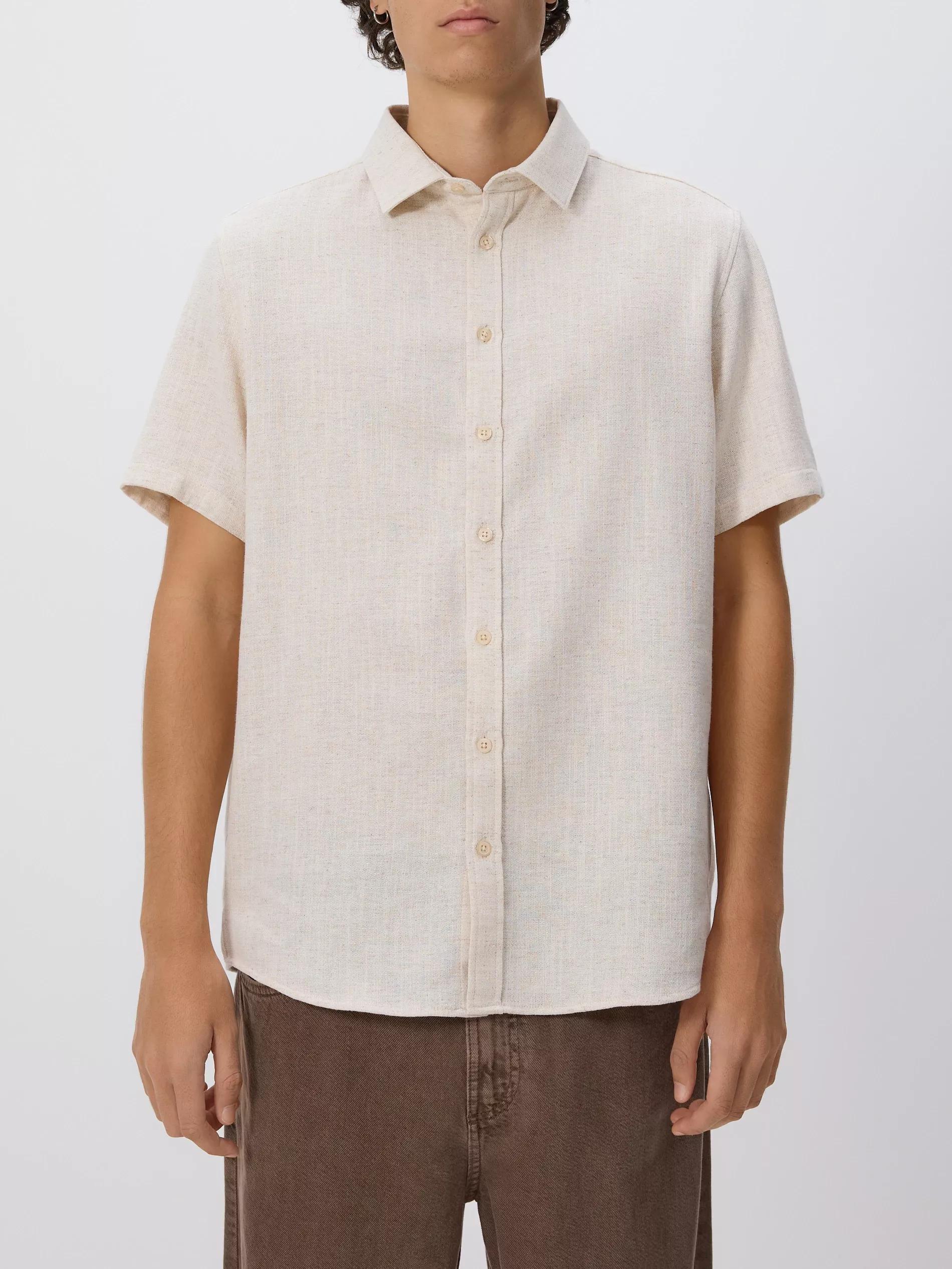 Beige Regular Shirt With Viscose Mix, Beige, medium
