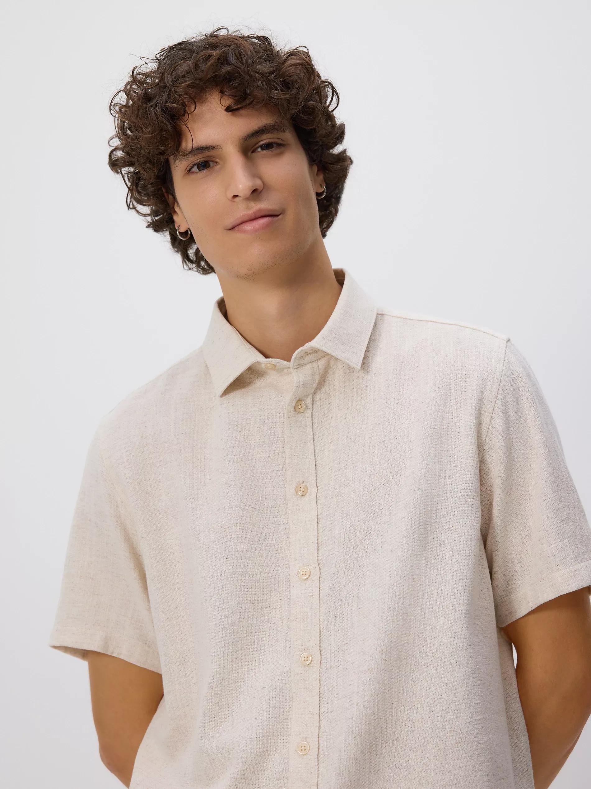 Beige Regular Shirt With Viscose Mix, Beige, medium