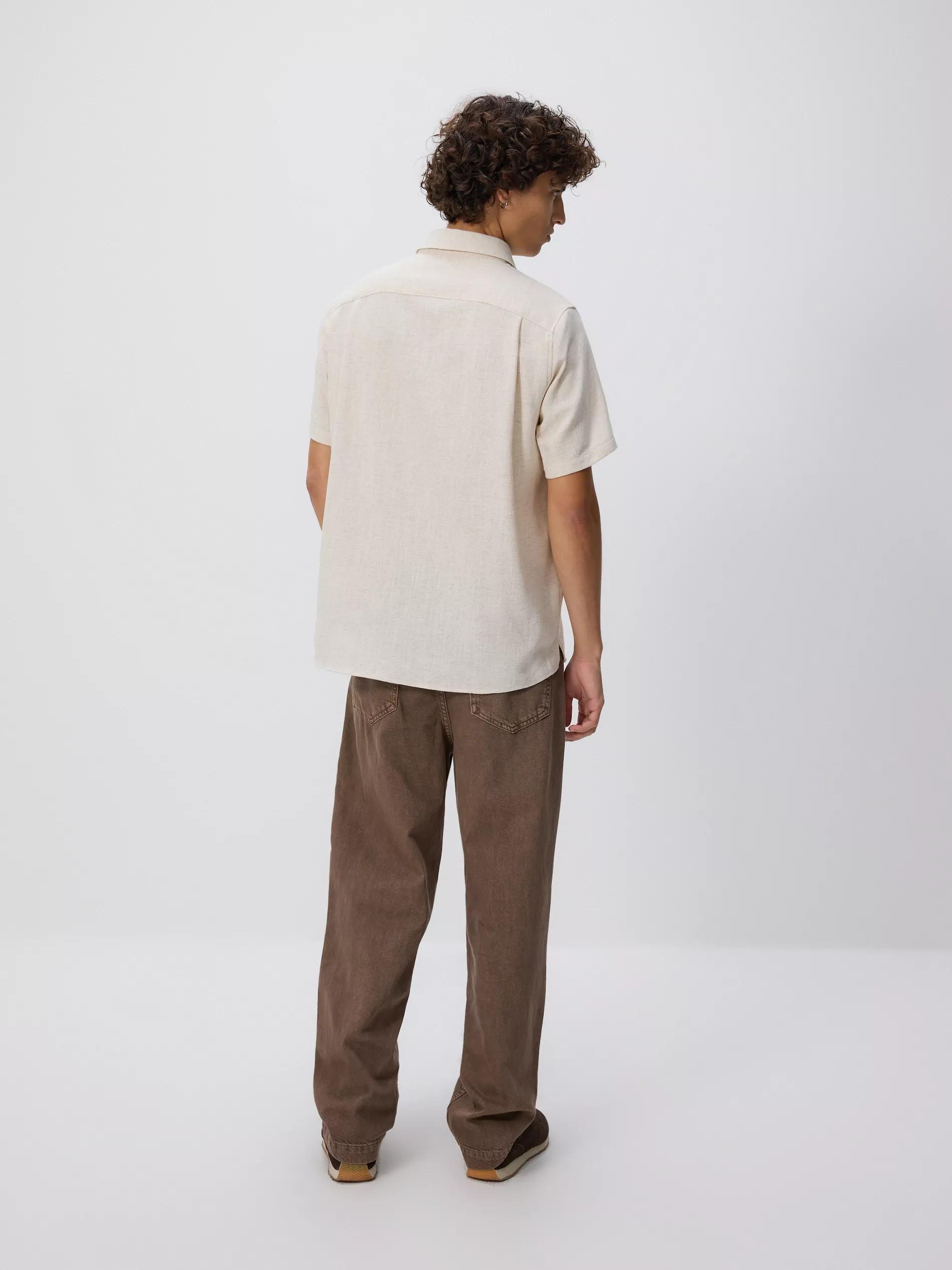 Beige Regular Shirt With Viscose Mix, Beige, large image number 3