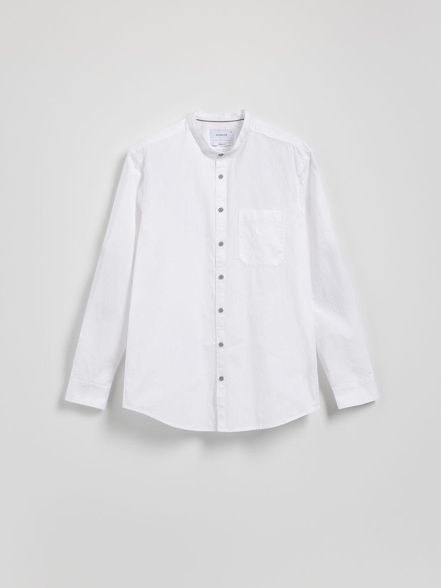 White Regular-Fit Shirt With Stand-Up Collar, , large image number 0