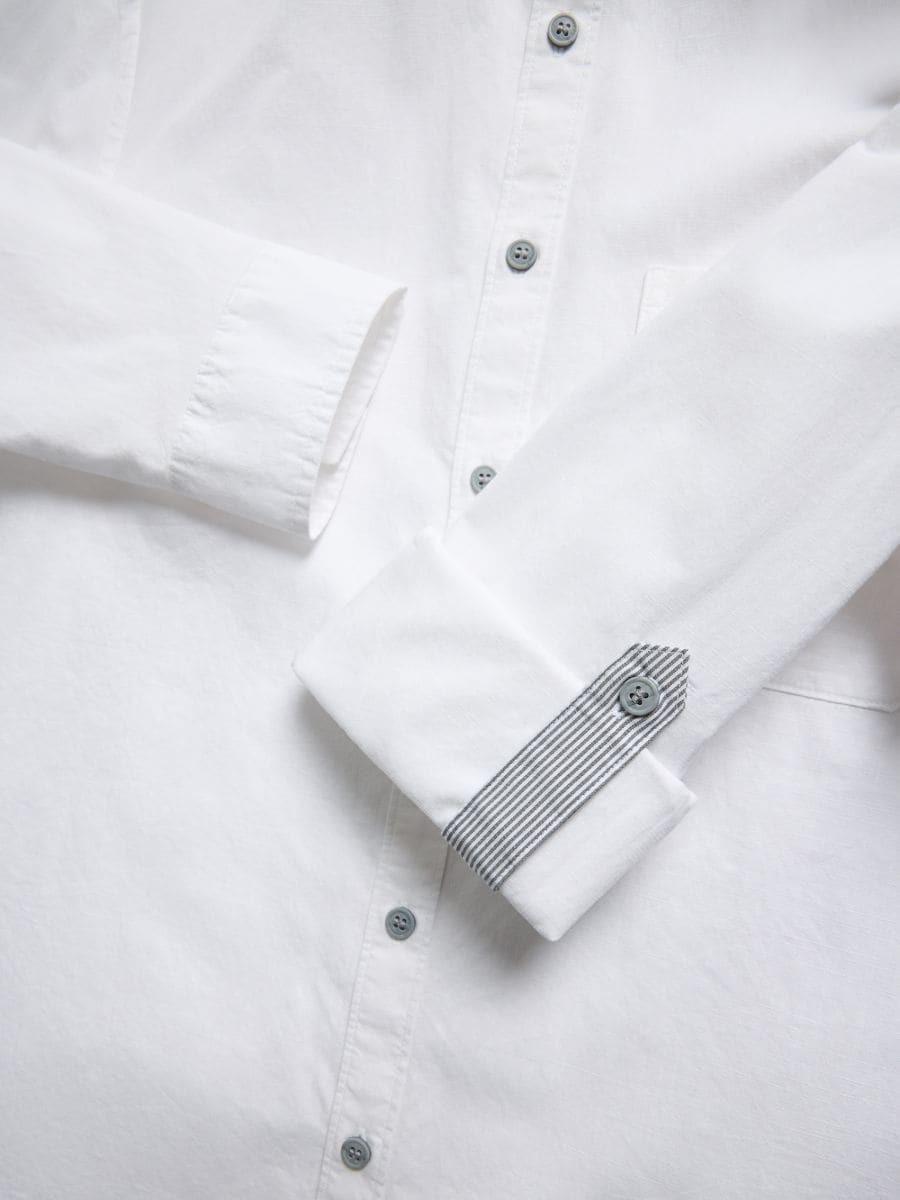 White Regular-Fit Shirt With Stand-Up Collar, , large image number 1