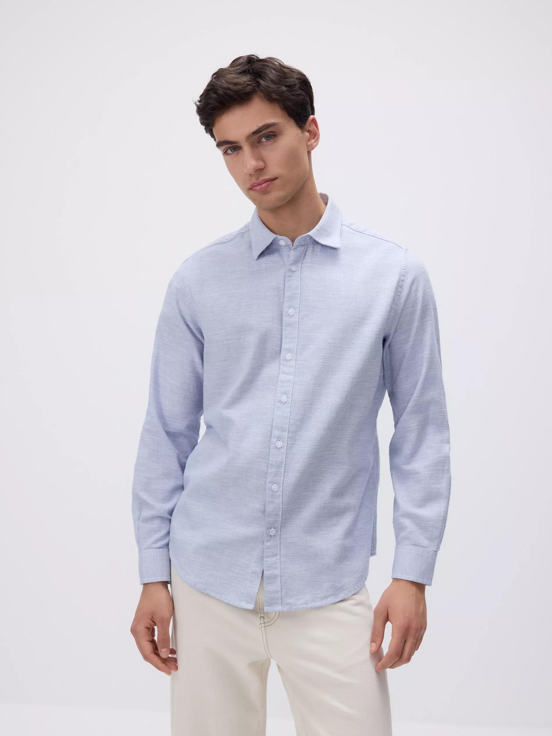 Blue Regular Fit Cotton Shirt, , large image number 0