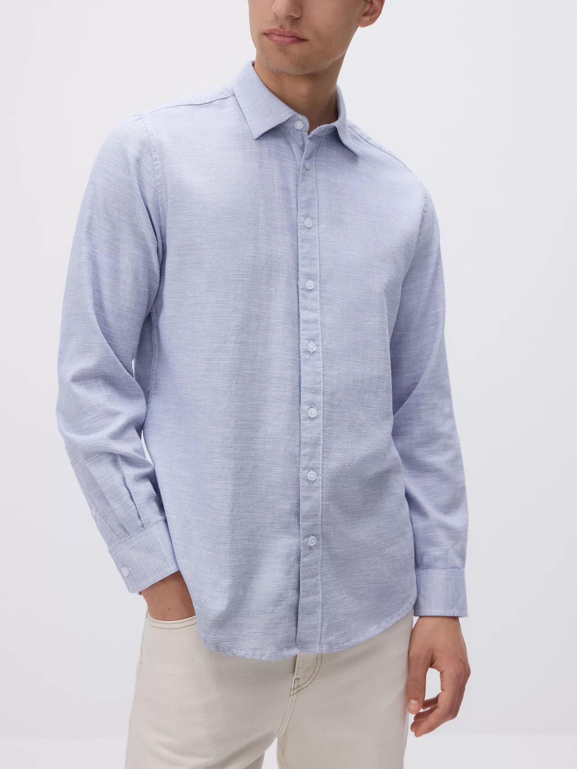 Blue Regular Fit Cotton Shirt, Navy, medium