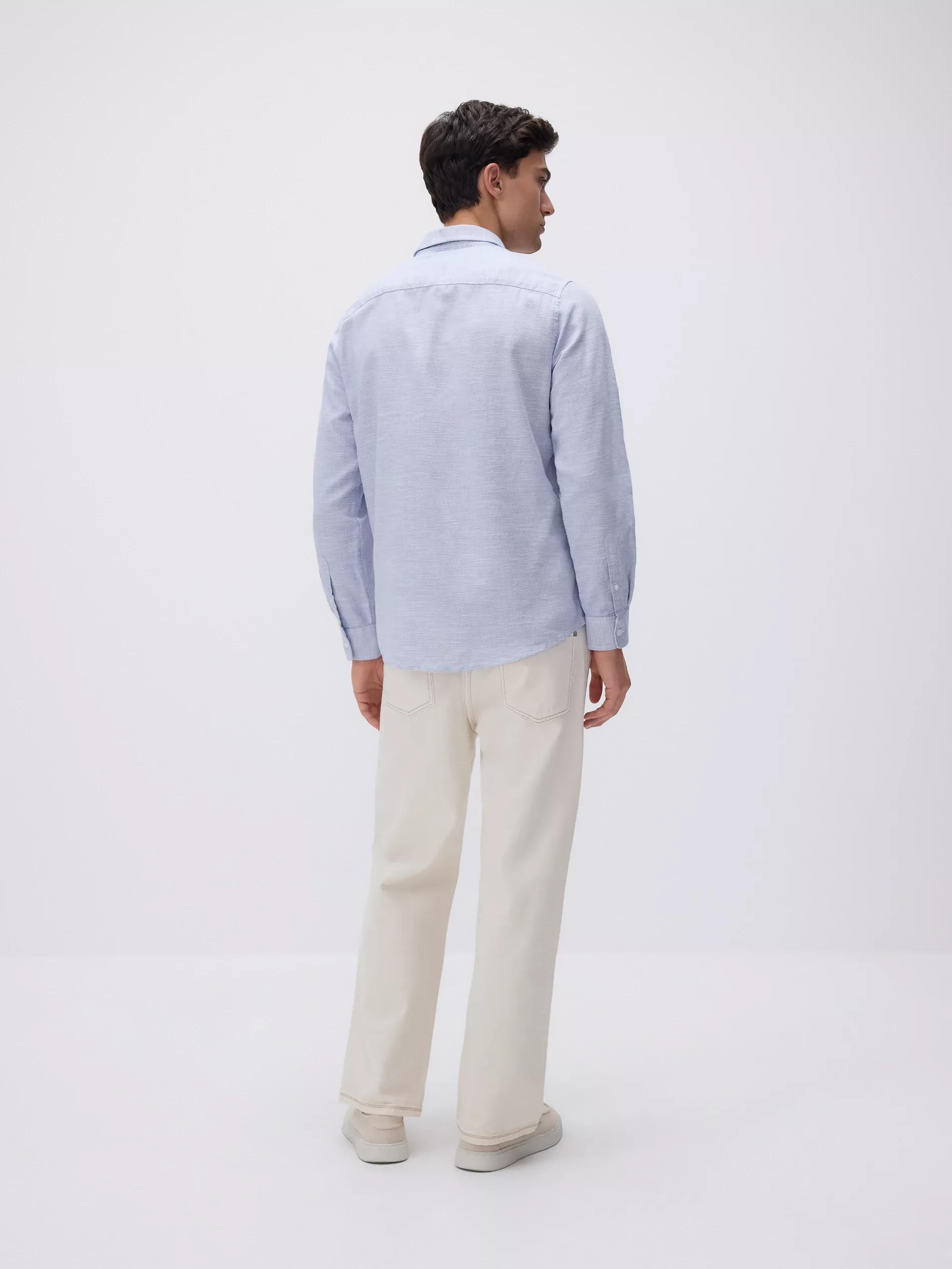 Blue Regular Fit Cotton Shirt, , large image number 4