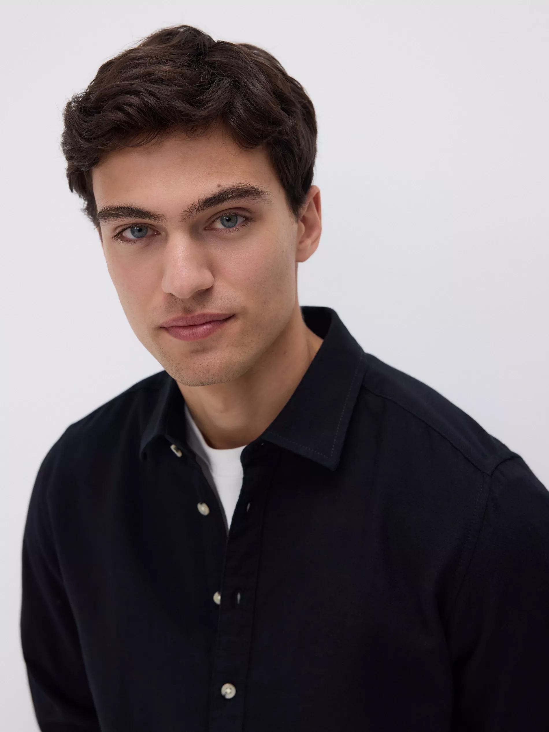 Black Regular Fit Cotton Shirt, Black, large image number 3