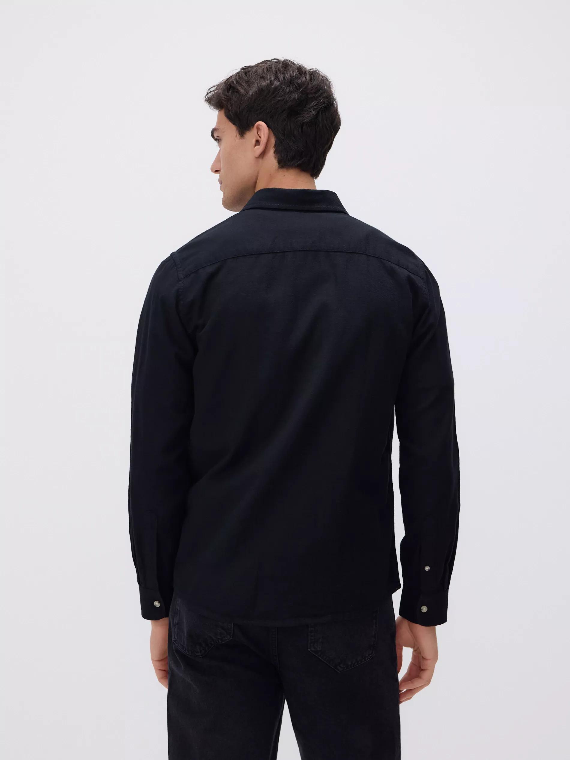 Black Regular Fit Cotton Shirt, Black, large image number 4