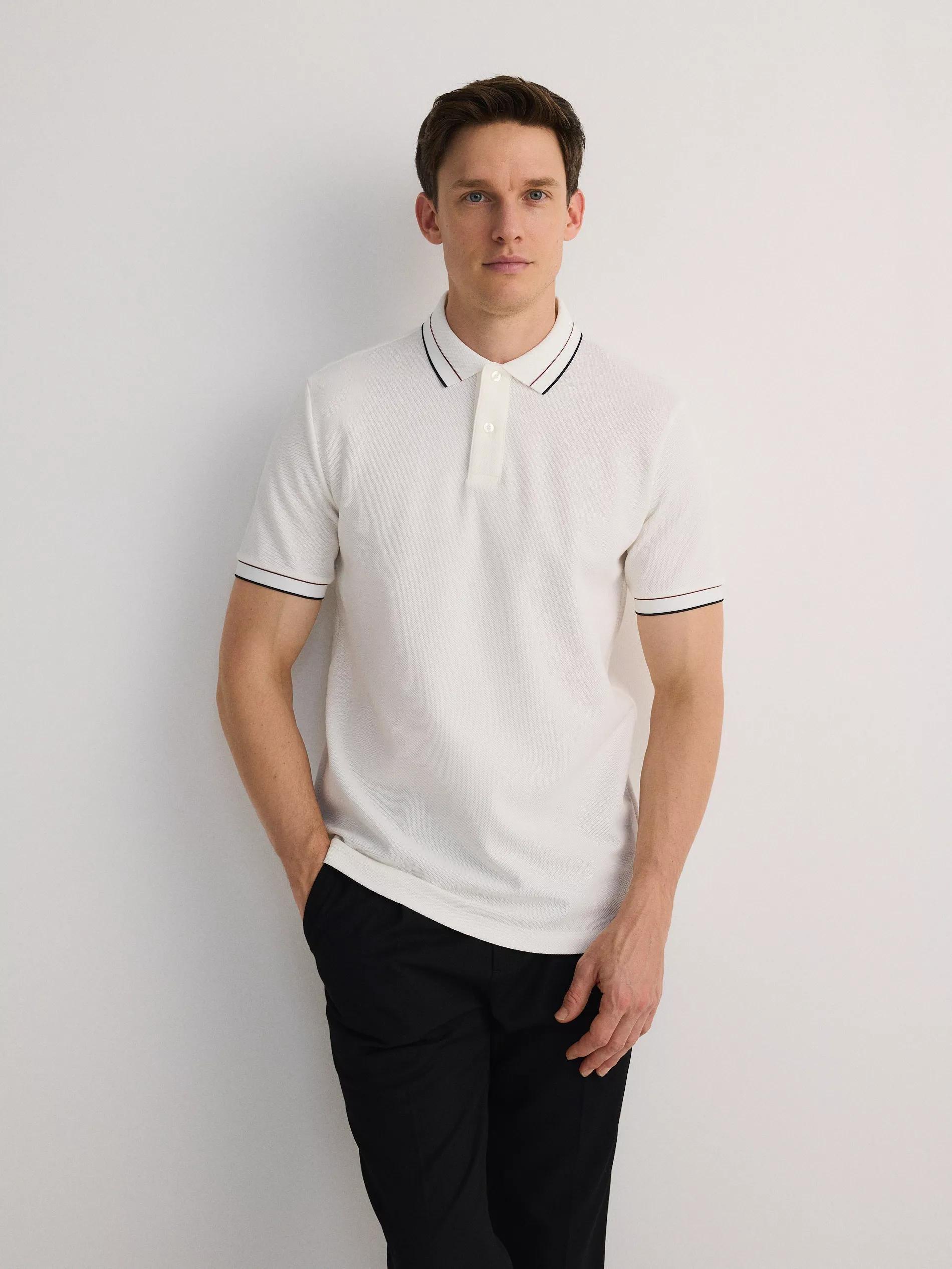 White Cotton Pique Polo Shirt, , large image number 2