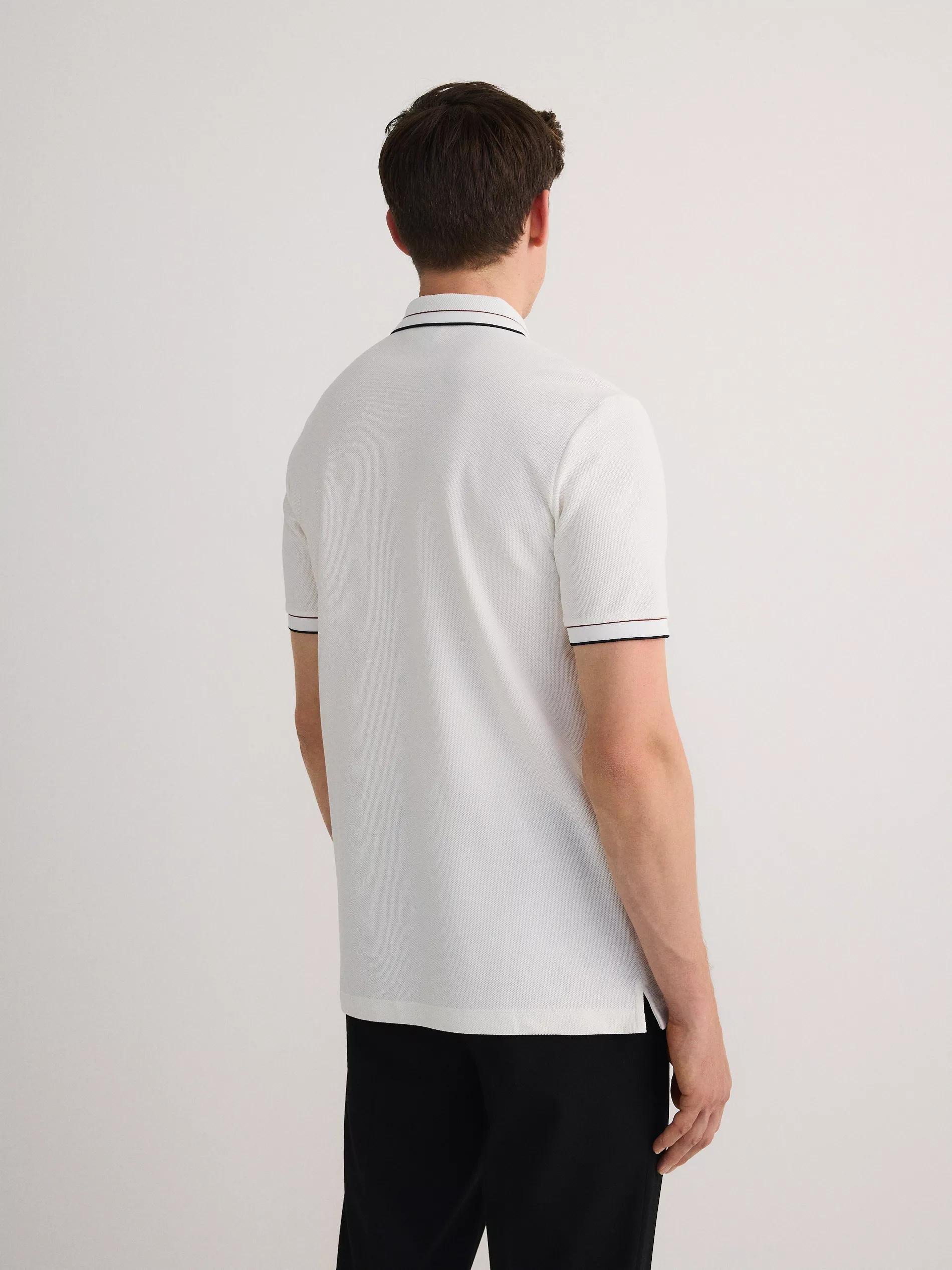 White Cotton Pique Polo Shirt, , large image number 4