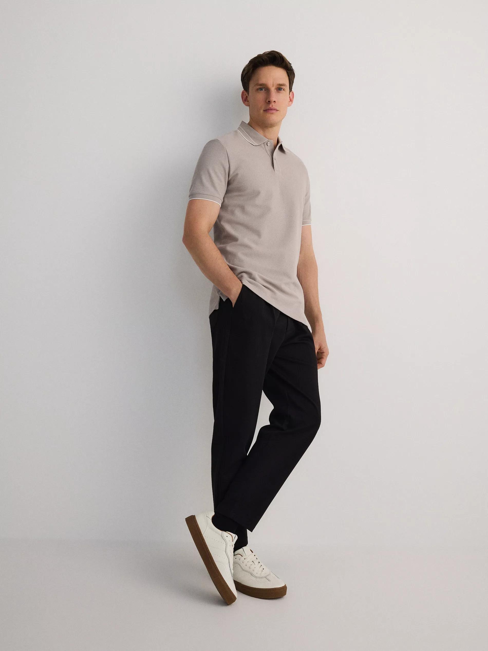 Beige Cotton Pique Polo Shirt, , large image number 1
