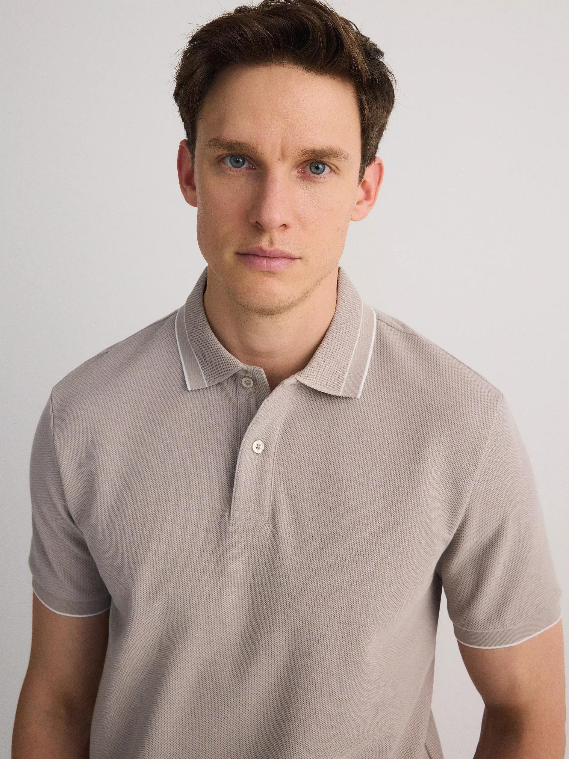 Beige Cotton Pique Polo Shirt, , large image number 2