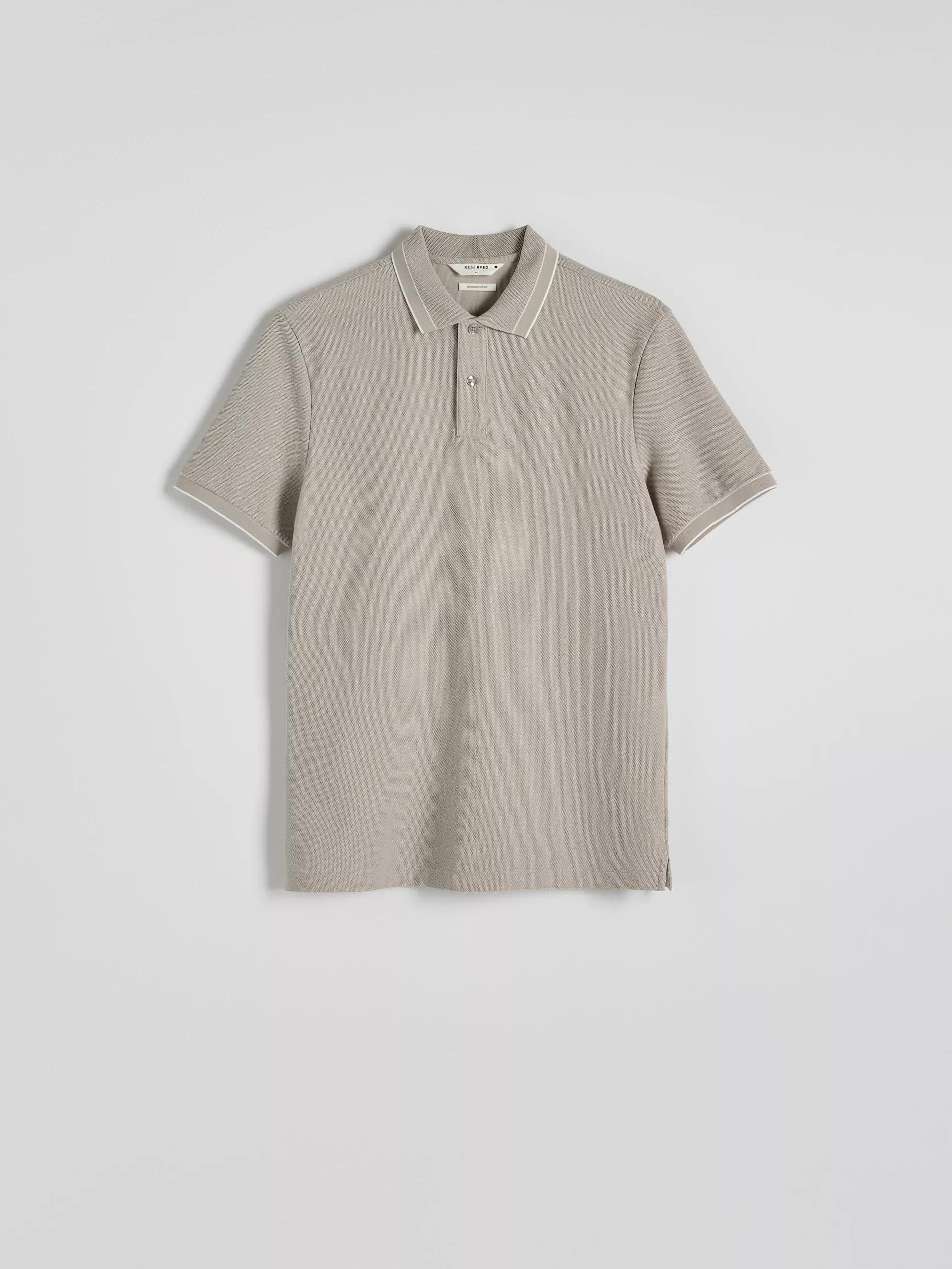 Beige Cotton Pique Polo Shirt, , large image number 3