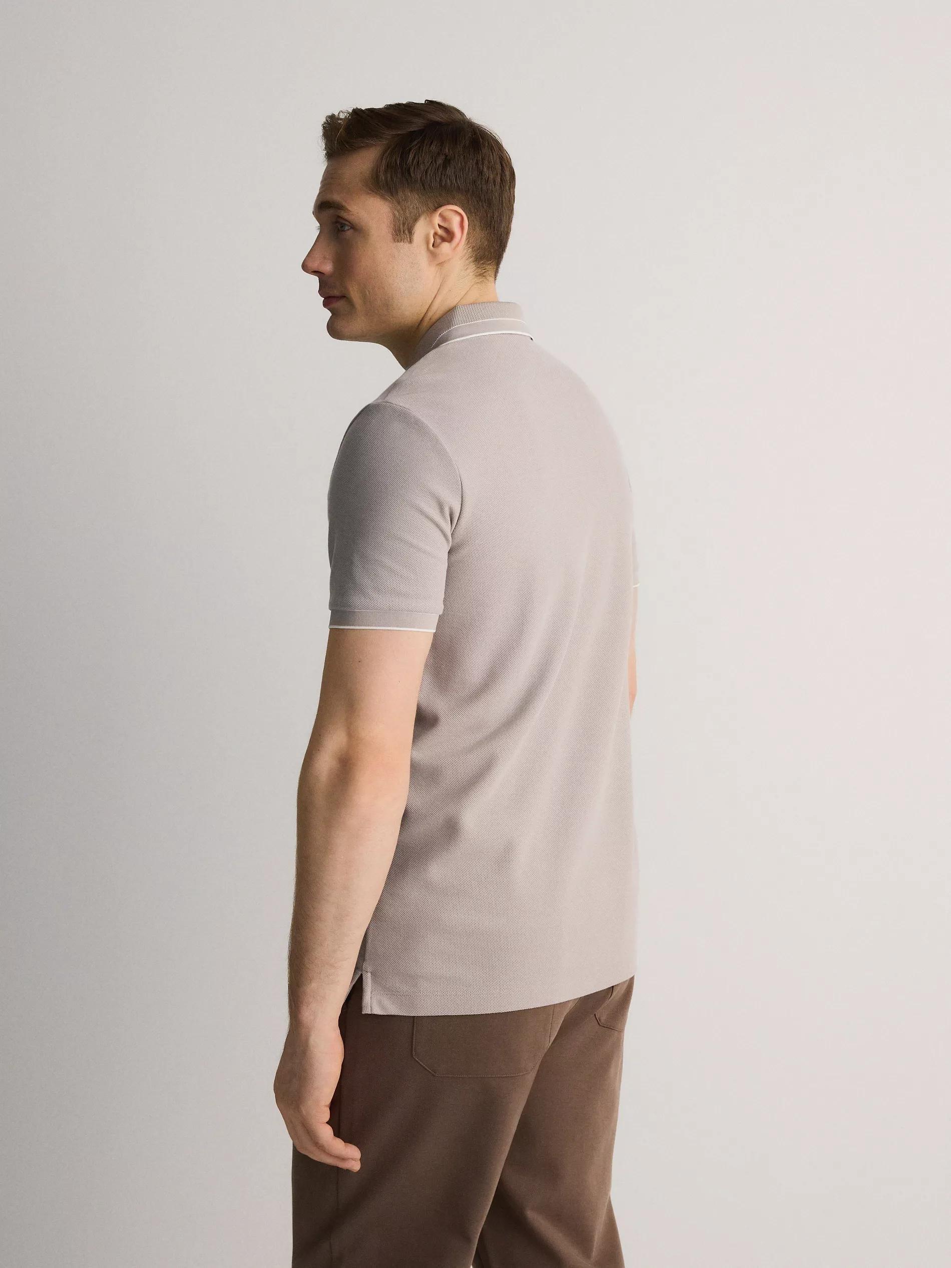 Beige Cotton Pique Polo Shirt, , large image number 5