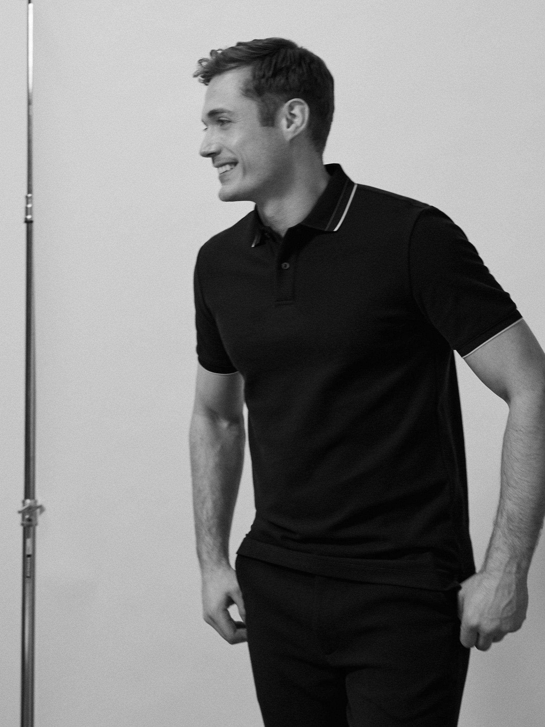Navy Mercerized Cotton Polo, , large image number 1