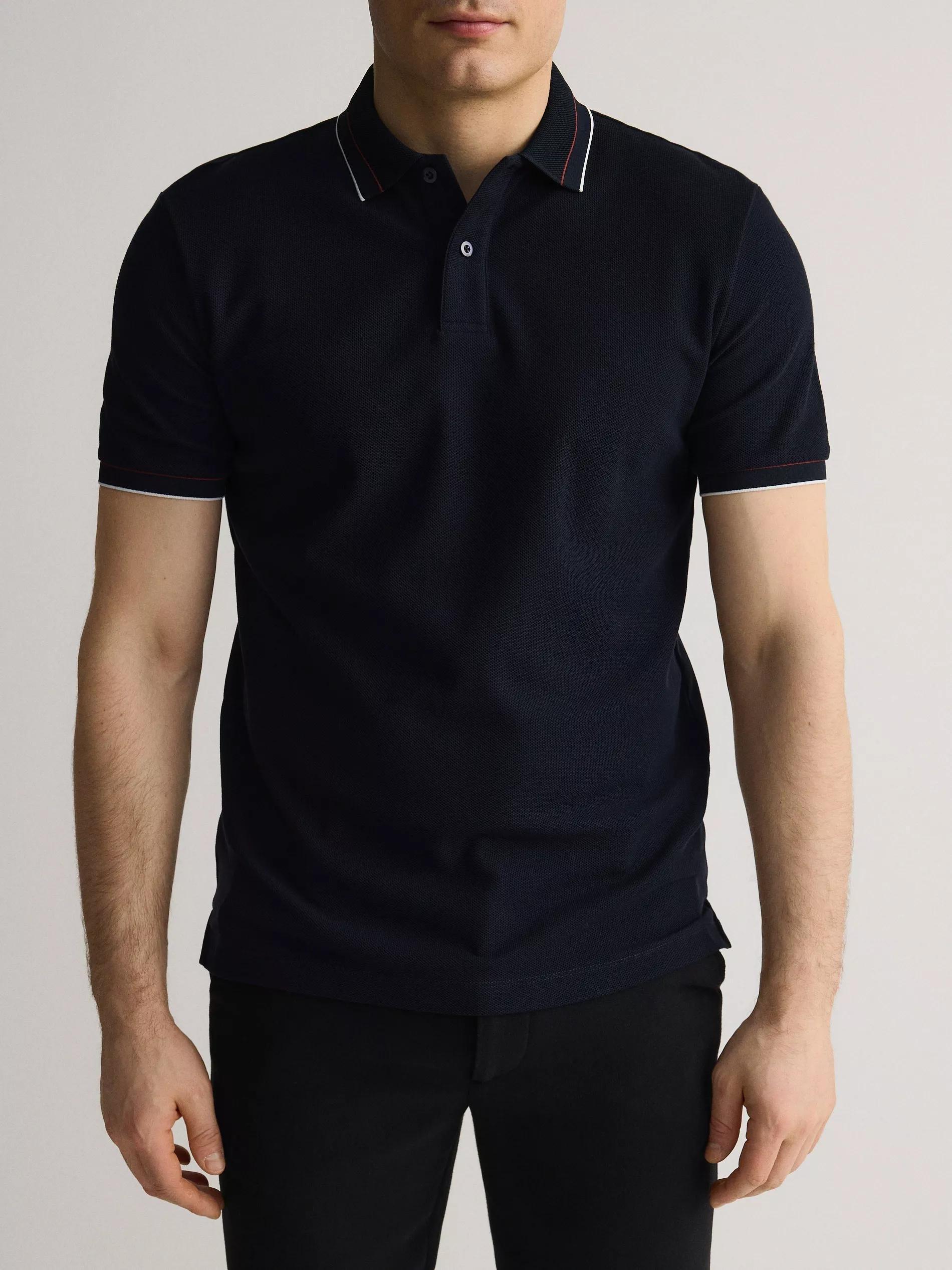 Navy Mercerized Cotton Polo, , large image number 3