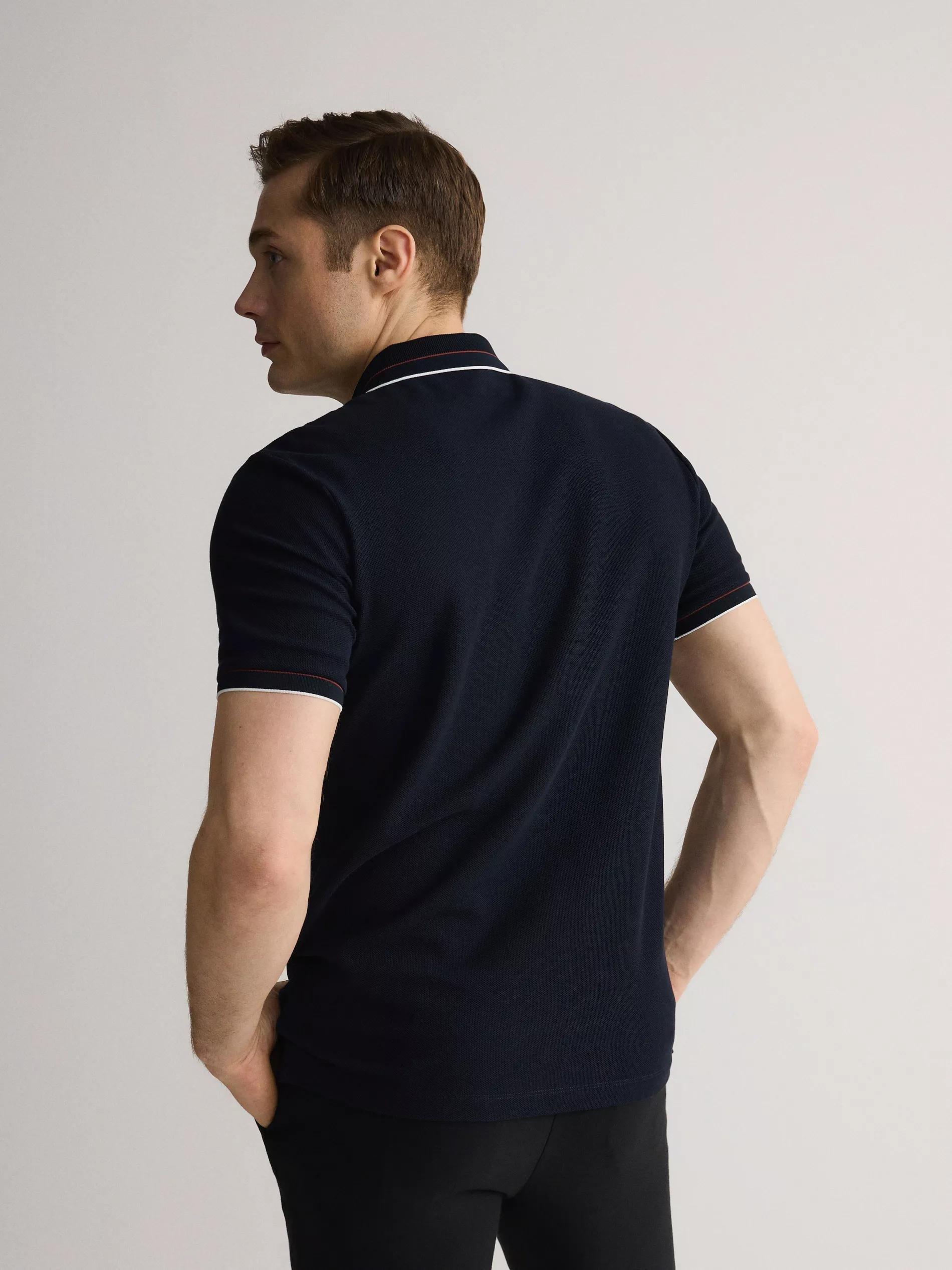 Navy Mercerized Cotton Polo, , large image number 4