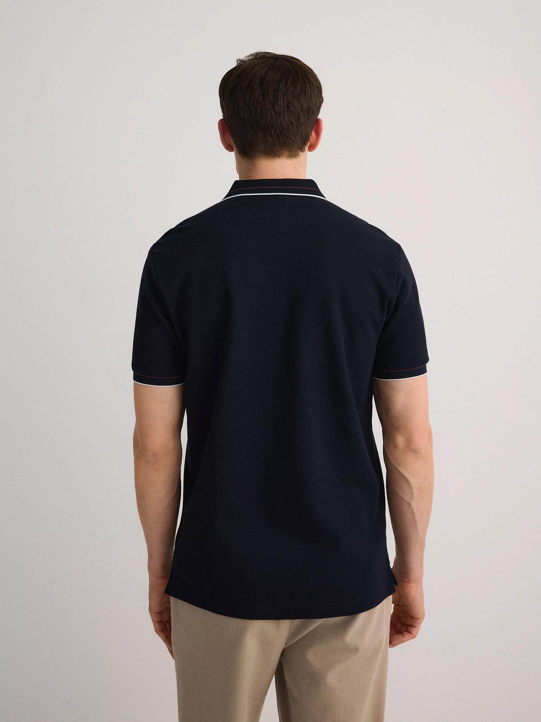 Navy Mercerized Cotton Polo, , large image number 4