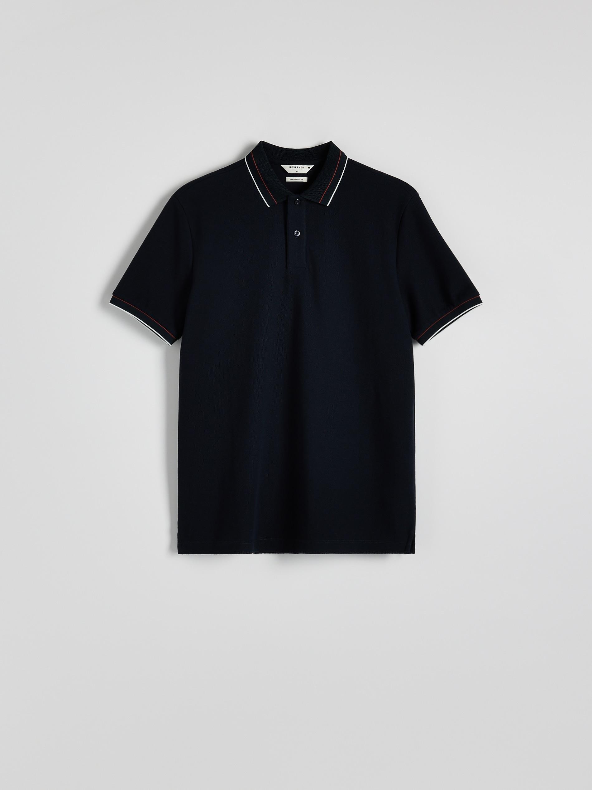 Navy Mercerized Cotton Polo, , large image number 5