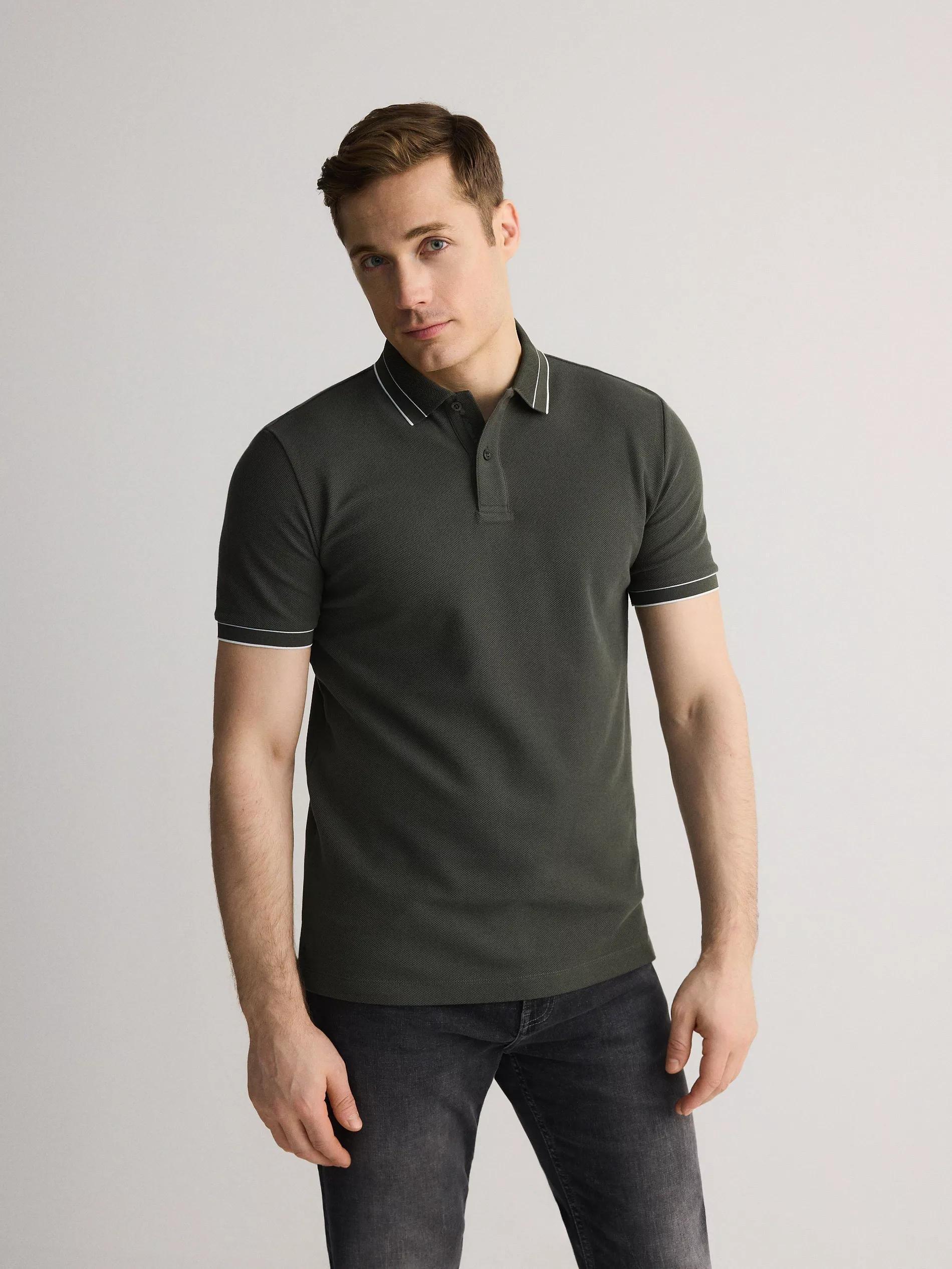 Green Cotton Pique Polo Shirt, Green, medium