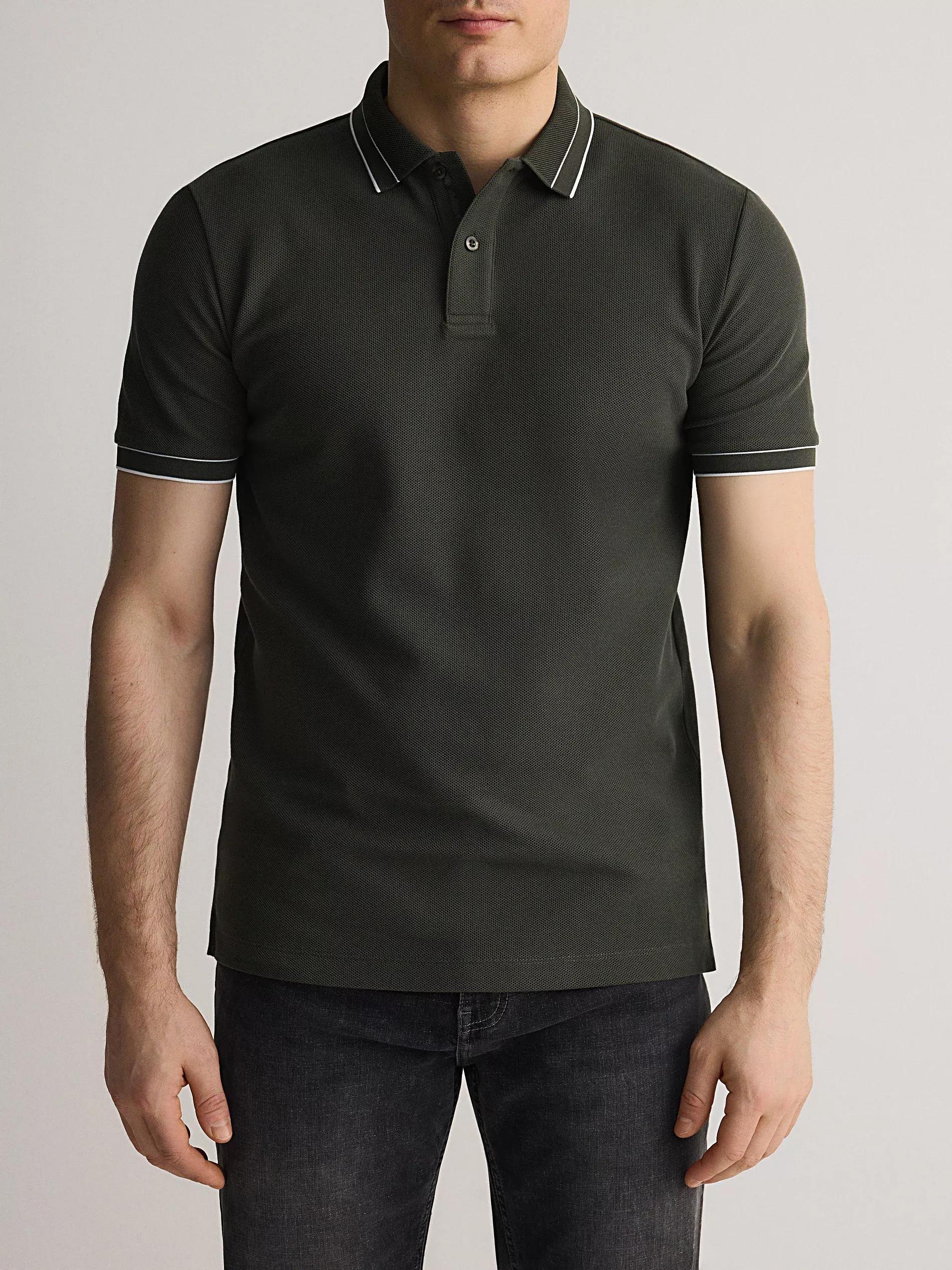 Green Cotton Pique Polo Shirt, Green, medium