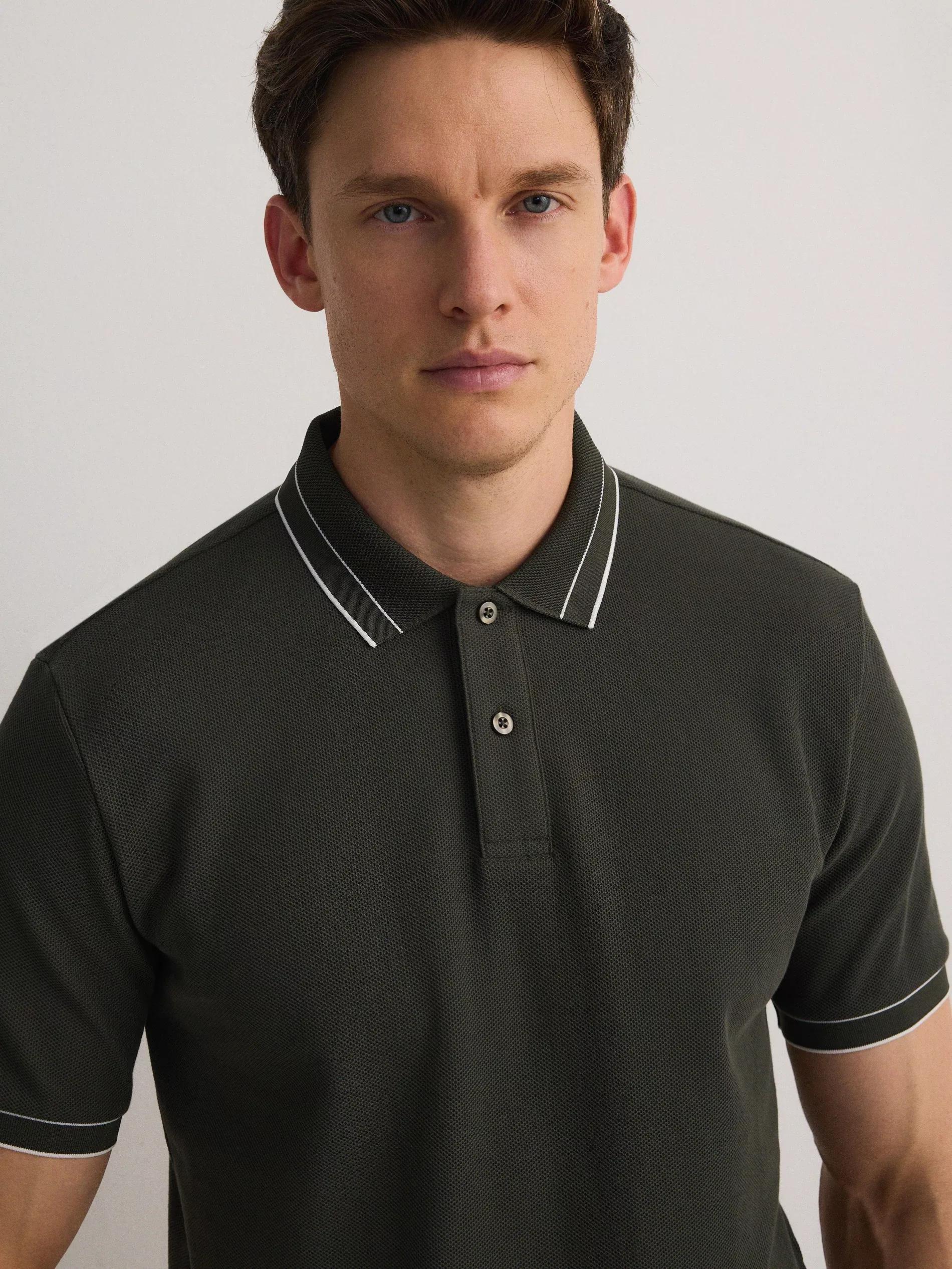Green Cotton Pique Polo Shirt, , large image number 4