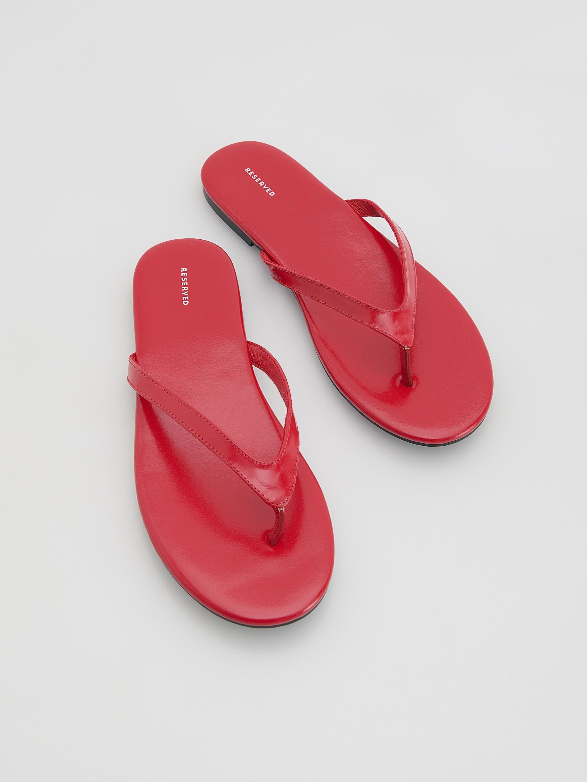 Red Goatskin Slides, Red, large image number 1