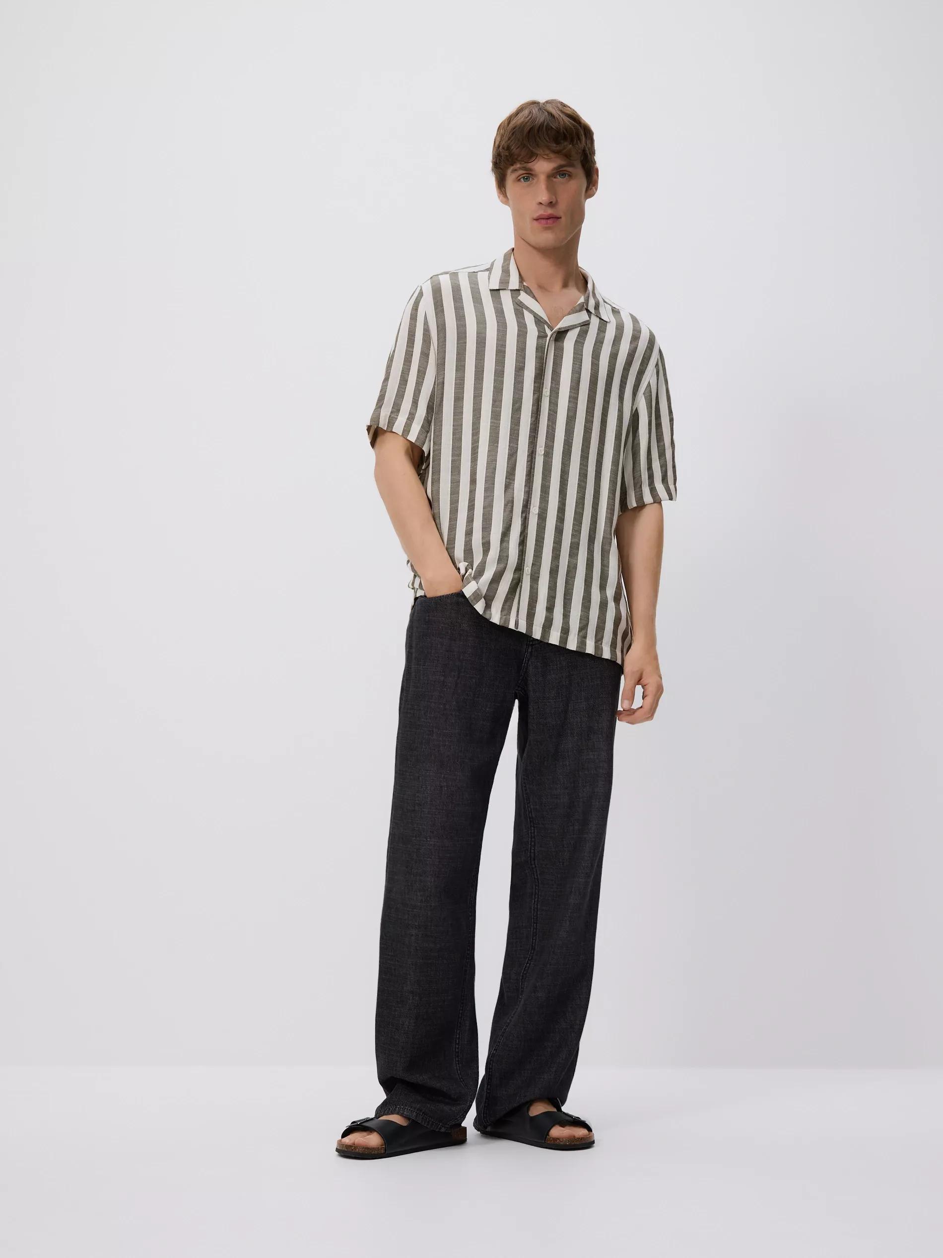 Green Comfort Fit Viscose Rich Shirt, 7401_77P, medium