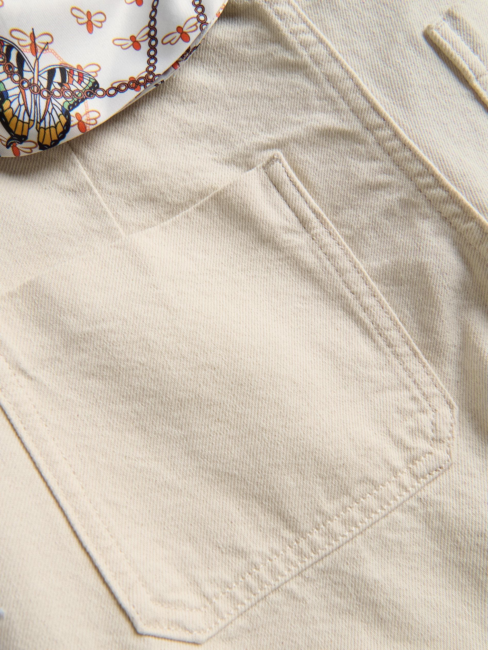 Beige Jeans Culotte Jeans With Scarf, Ivory, large image number 6