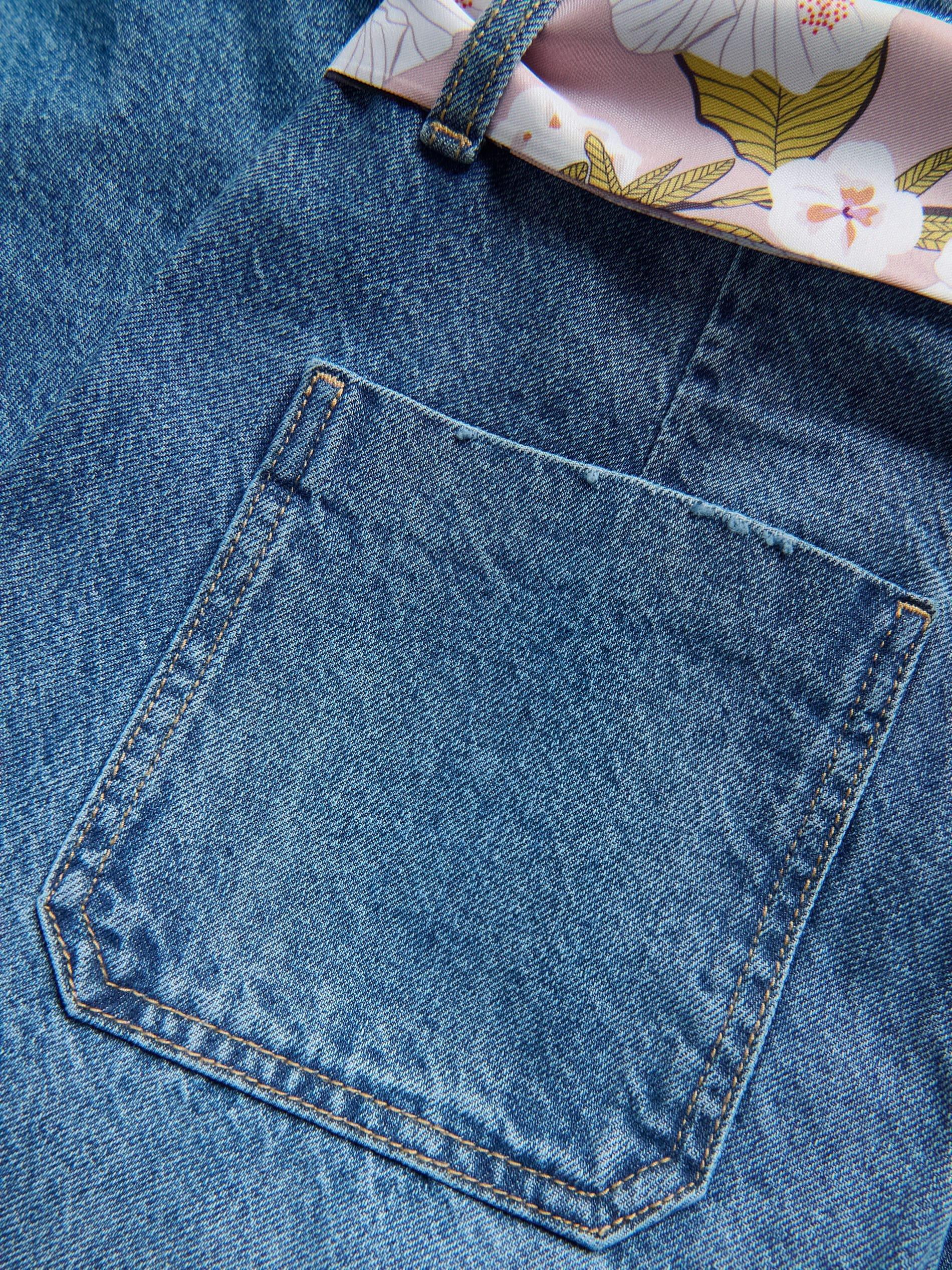 Blue Culotte Jeans With Scarf, Blue, large image number 4