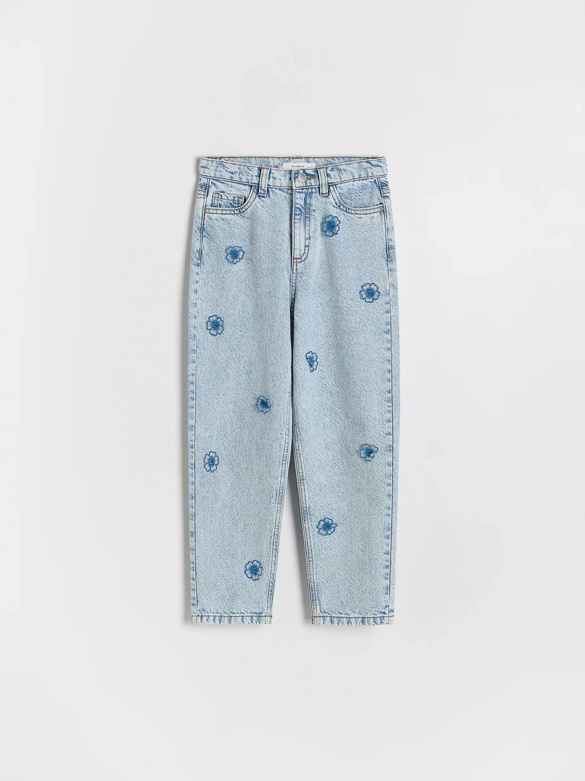 BLUE Mom fit jeans with 3D appliquأ©s, , large image number 2
