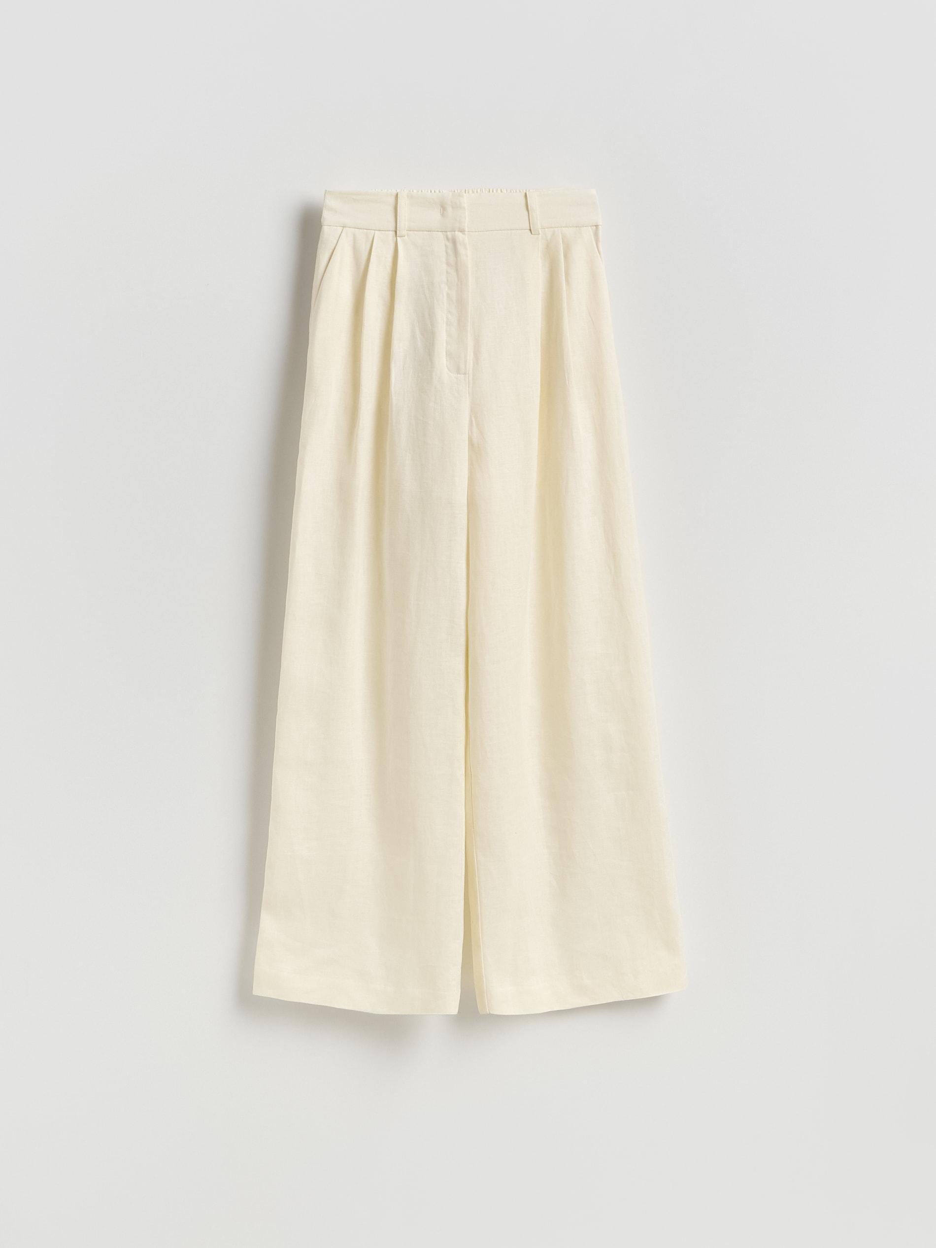 Cream Linen Trousers, Ivory, large image number 4