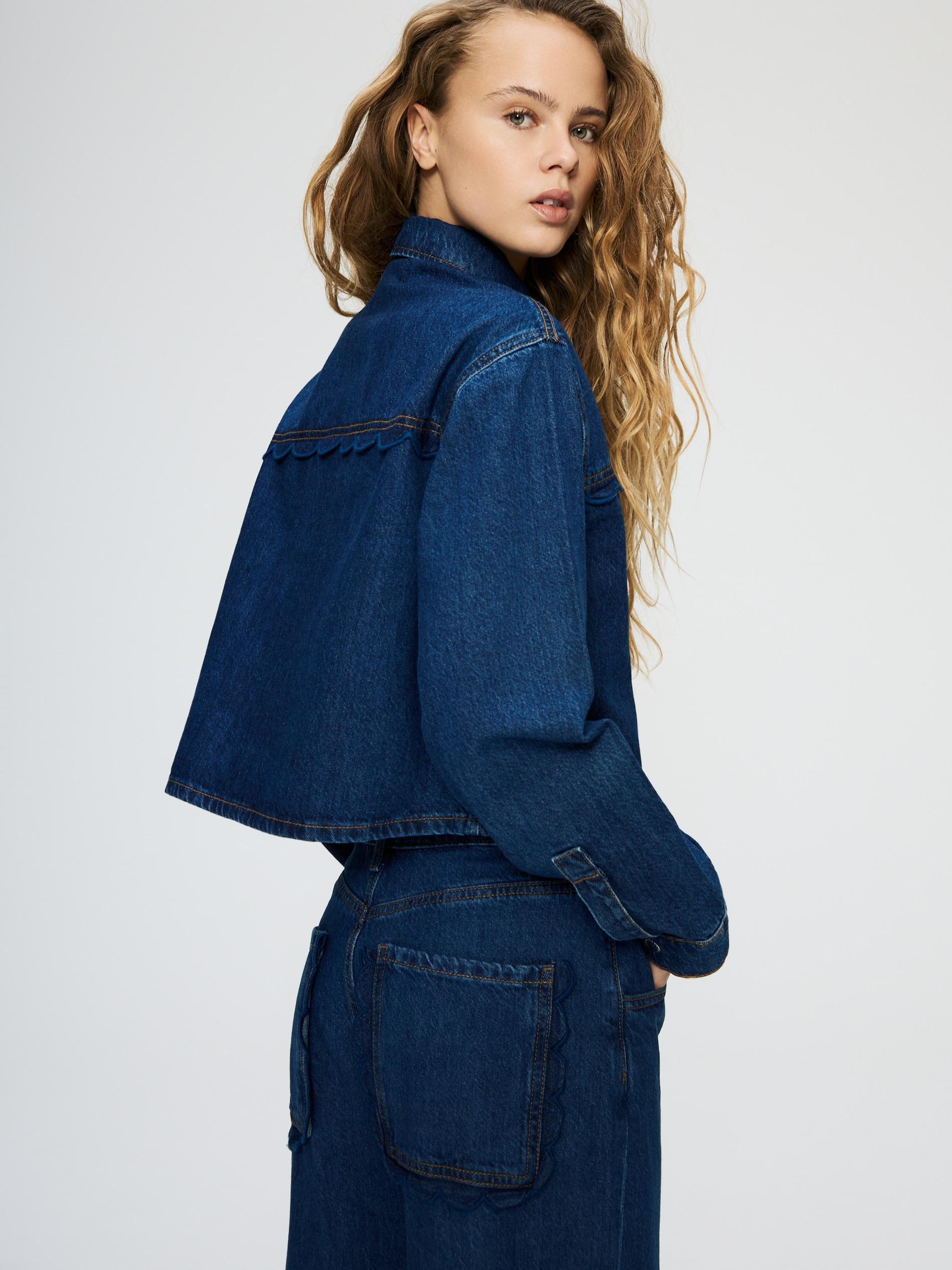 Blue Wide-Leg Jeans With Decorative Pockets, Blue, large image number 0