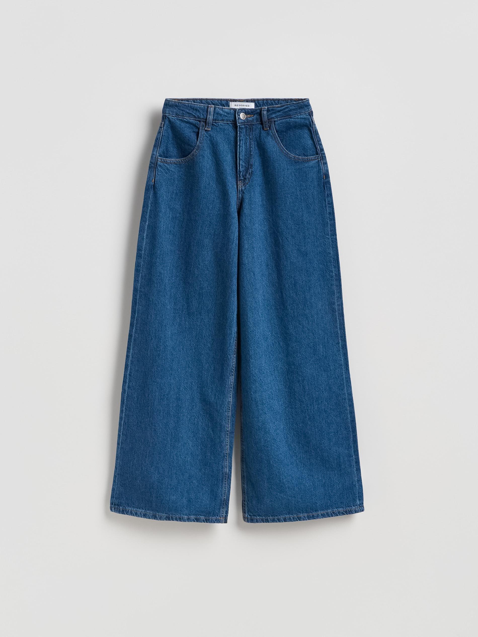 Blue Wide-Leg Jeans With Decorative Pockets, Blue, large image number 5