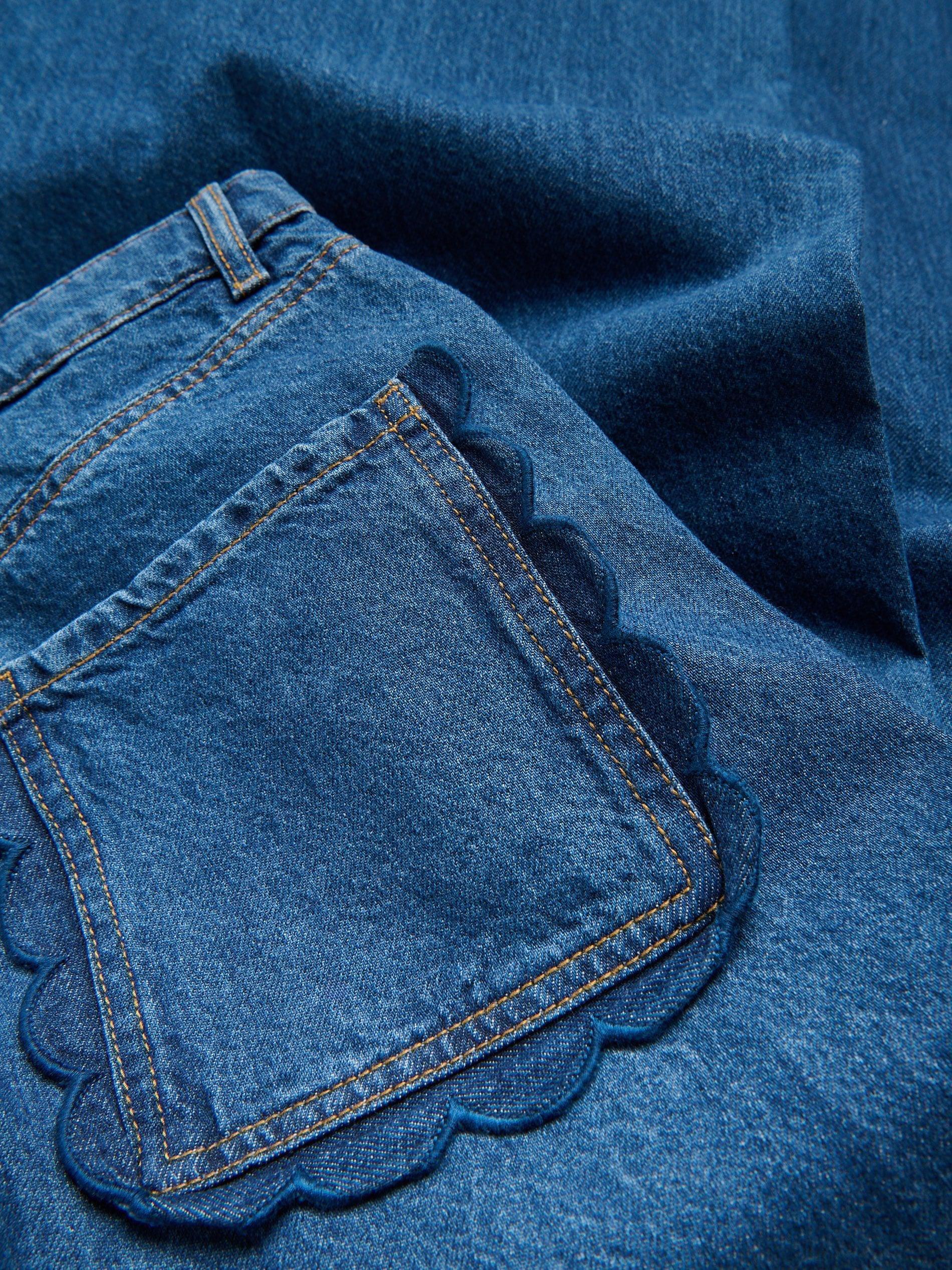 Blue Wide-Leg Jeans With Decorative Pockets, Blue, large image number 6