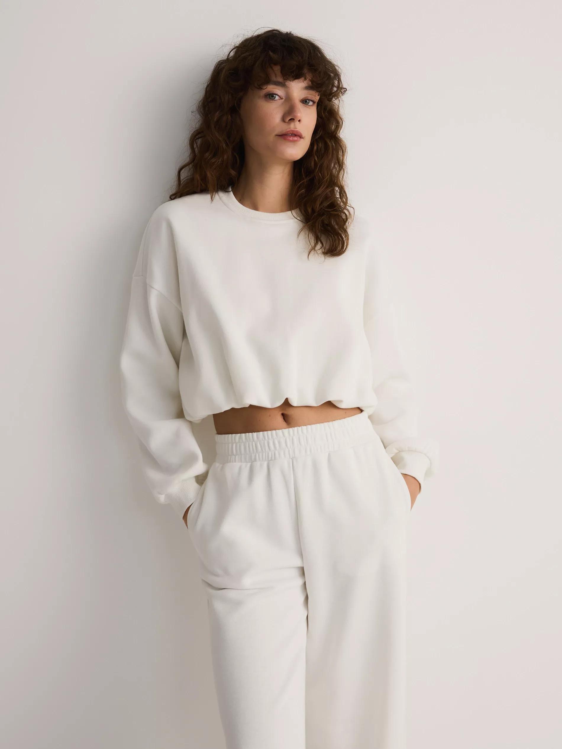 Cream Cotton Rich Sweatpants, , large image number 3
