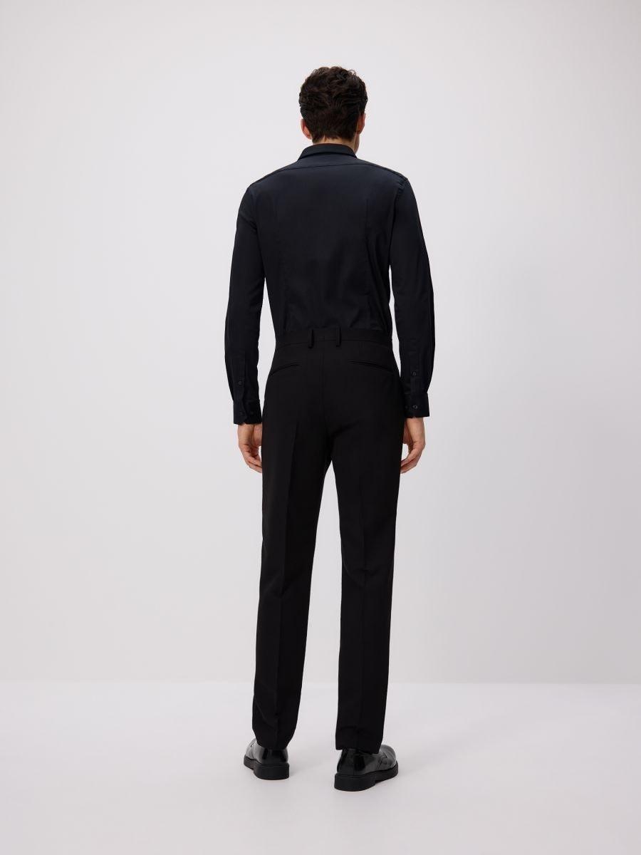 Black Slim Fit Suit Trousers, Black, large image number 1
