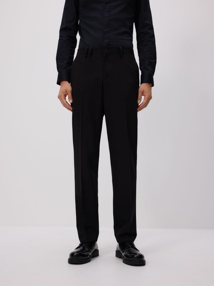 Black Slim Fit Suit Trousers, Black, large image number 2