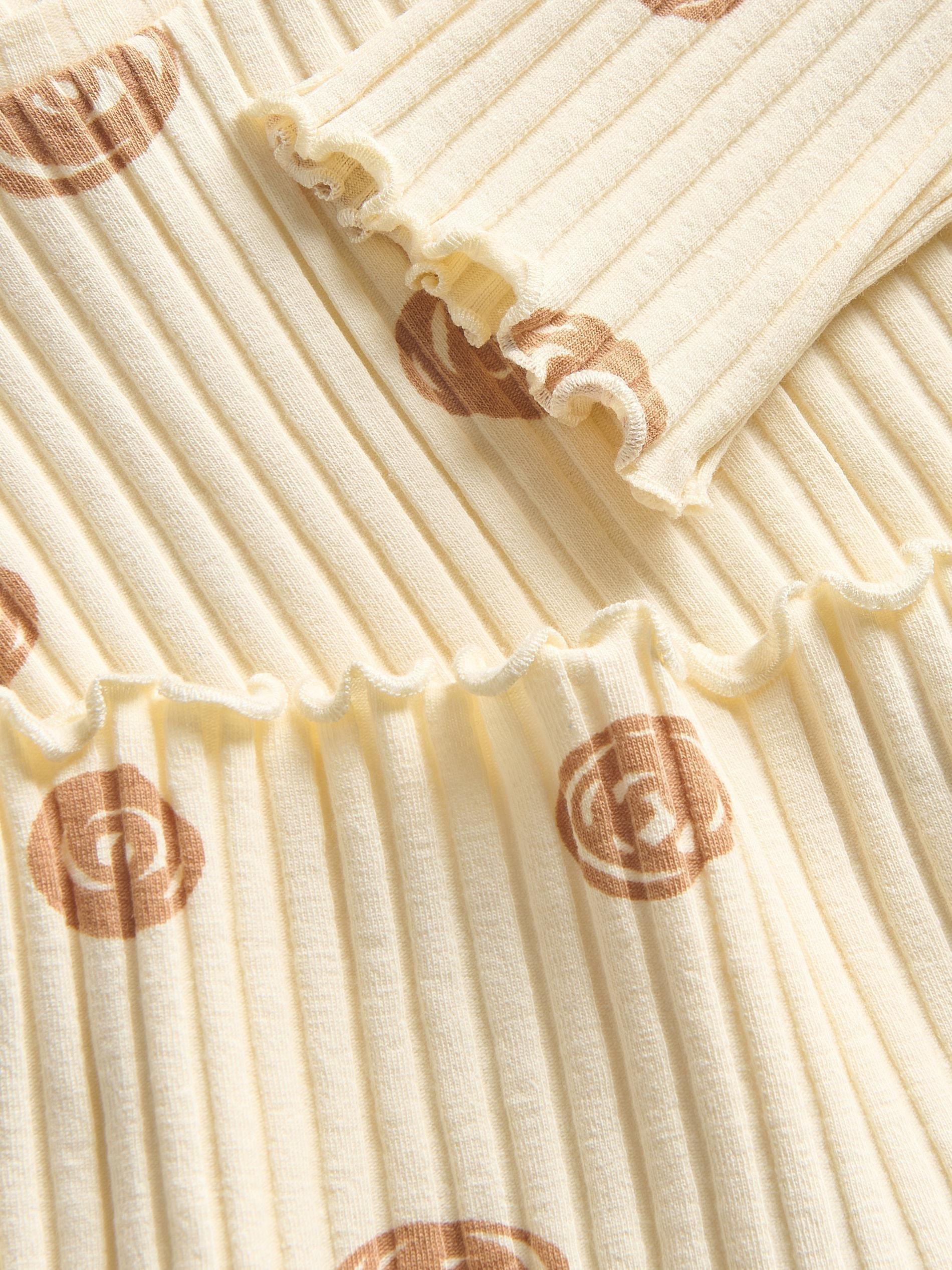Beige Cotton Rib Knit T-Shirt, Kids Girls, , large image number 2