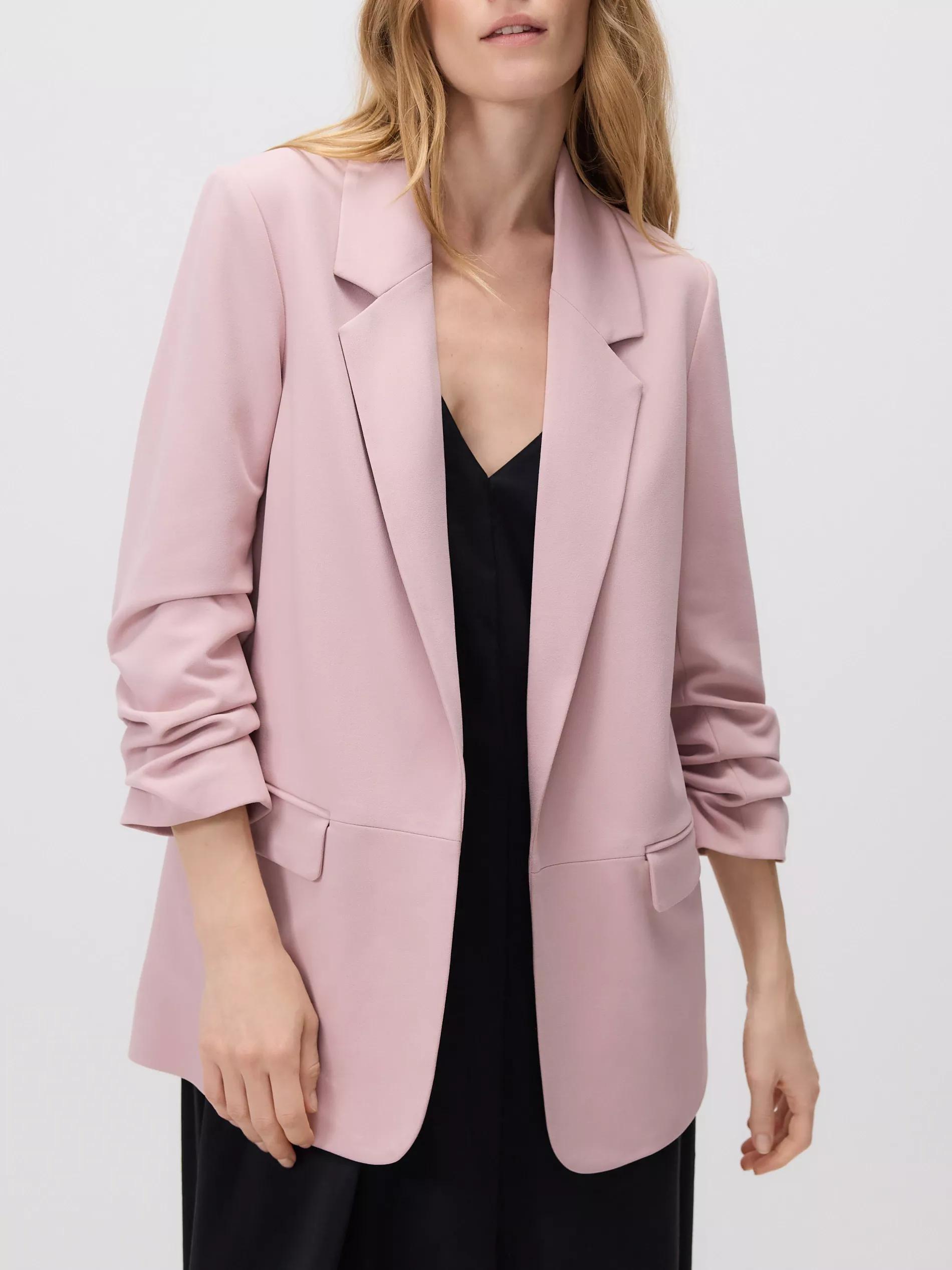 PASTEL PINK Blazer with crinkled sleeves, Pink, medium