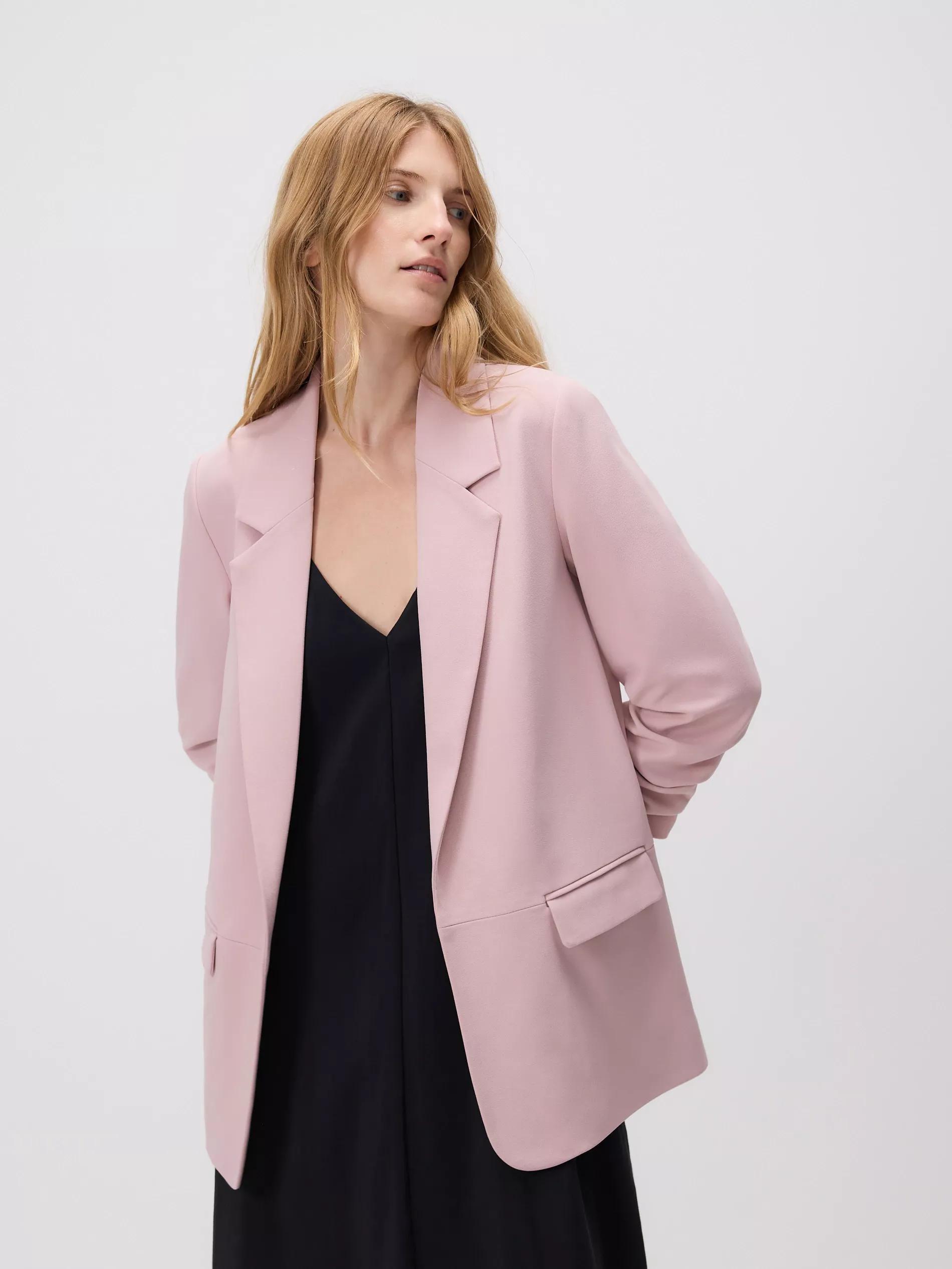 PASTEL PINK Blazer with crinkled sleeves, Pink, medium