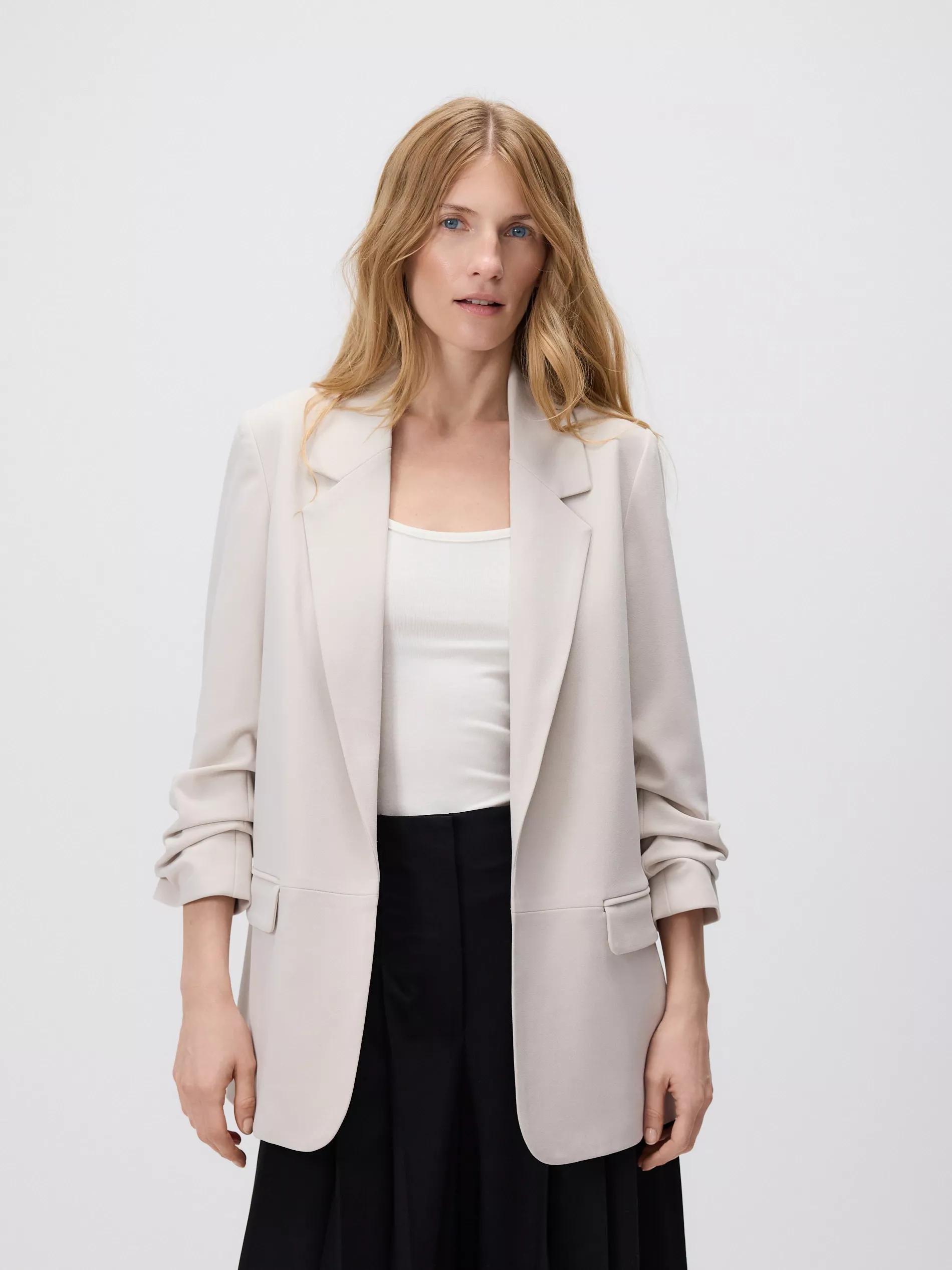 BEIGE Blazer with crinkled sleeves, Beige, medium