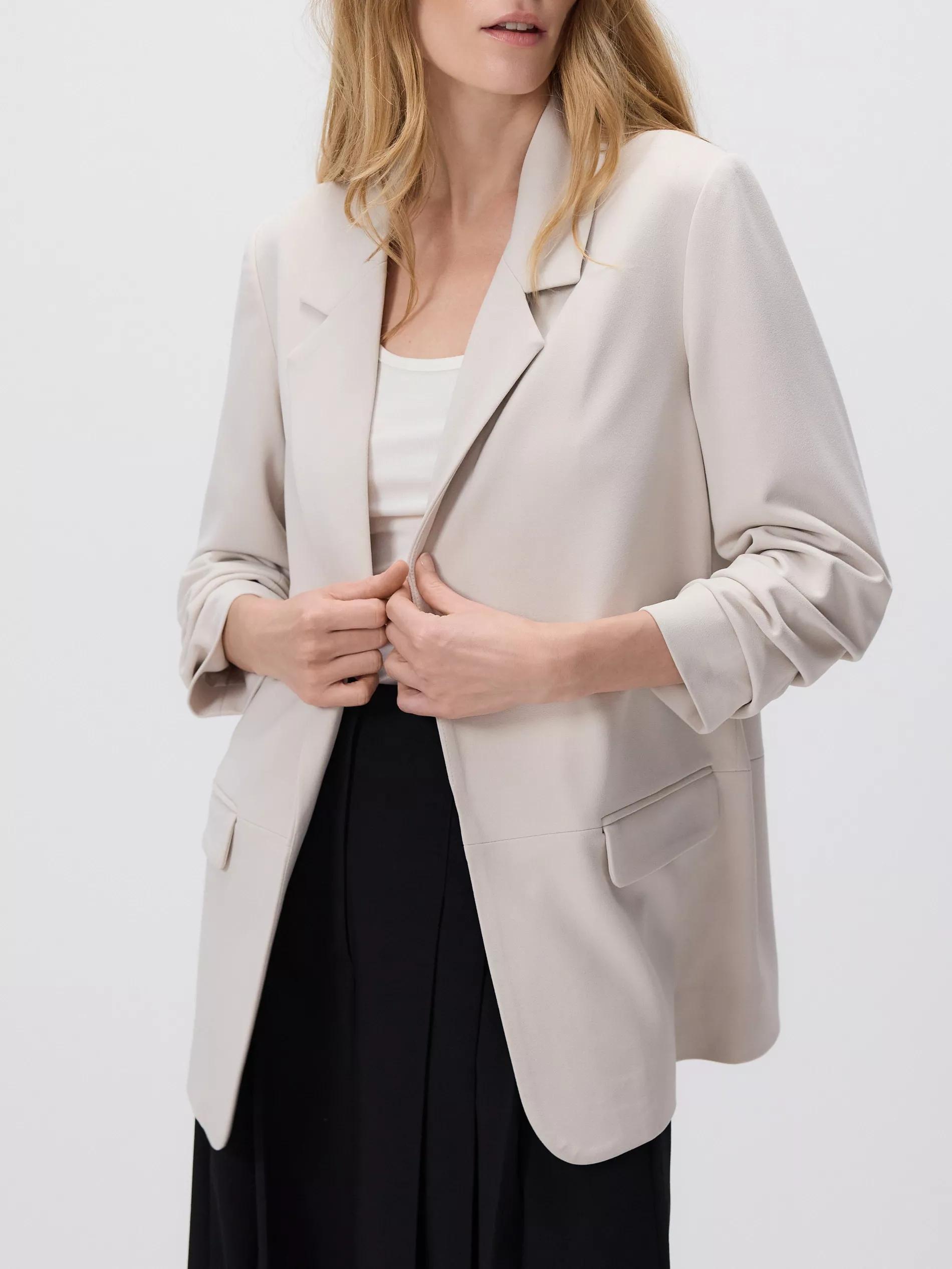 BEIGE Blazer with crinkled sleeves, Beige, medium