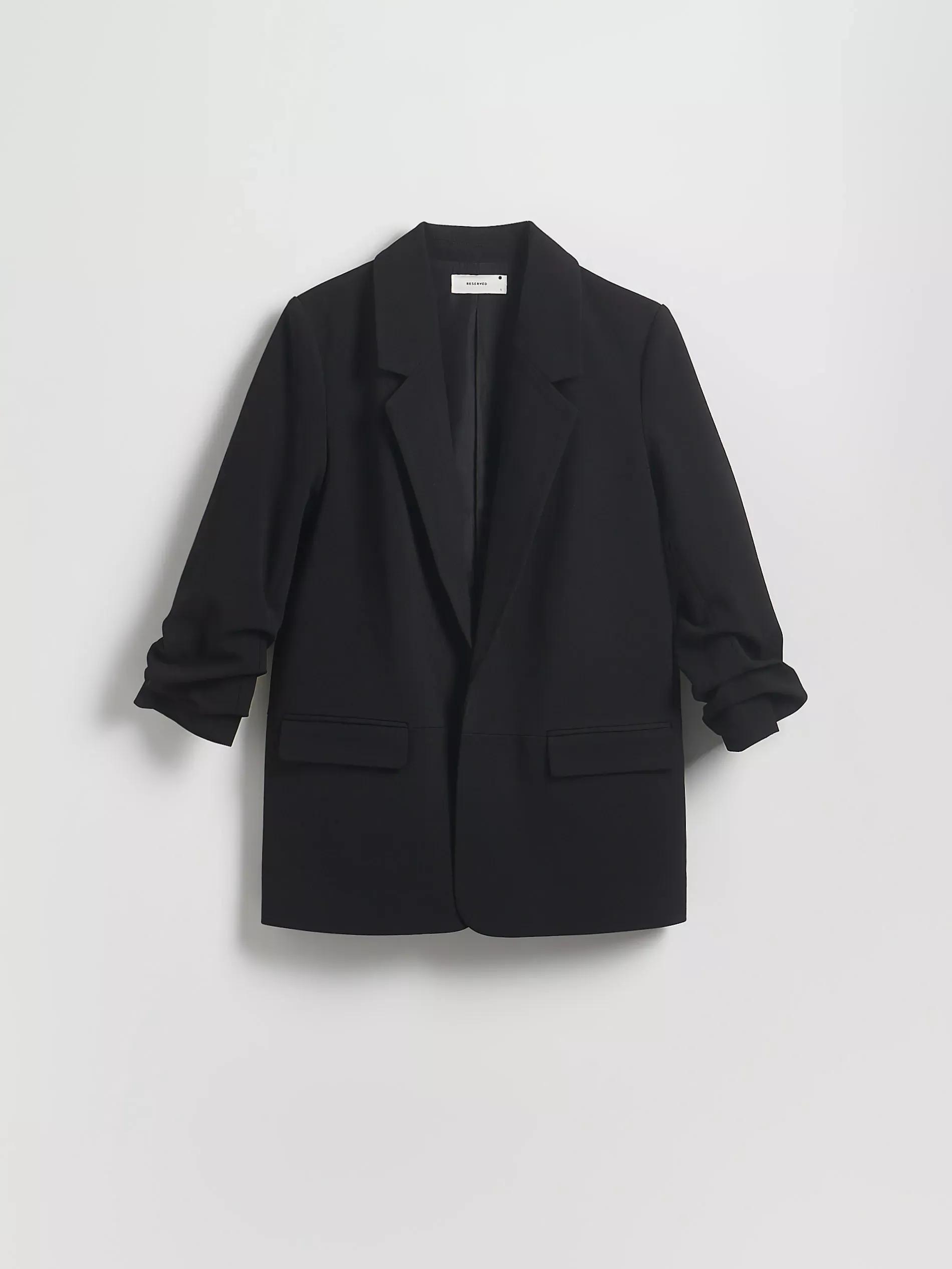 BLACK Blazer with crinkled sleeves, , large image number 0