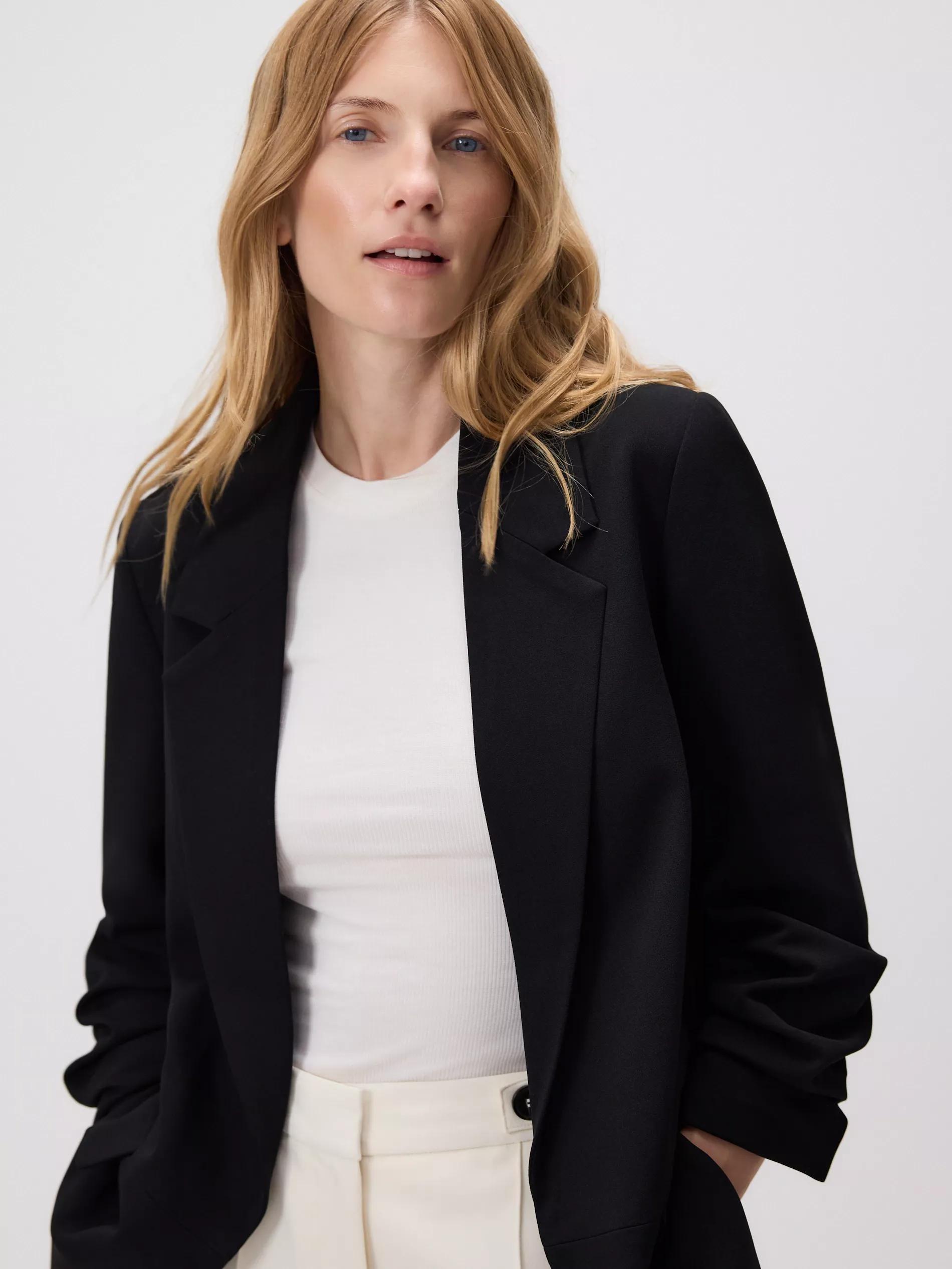 BLACK Blazer with crinkled sleeves, Black, large image number 2