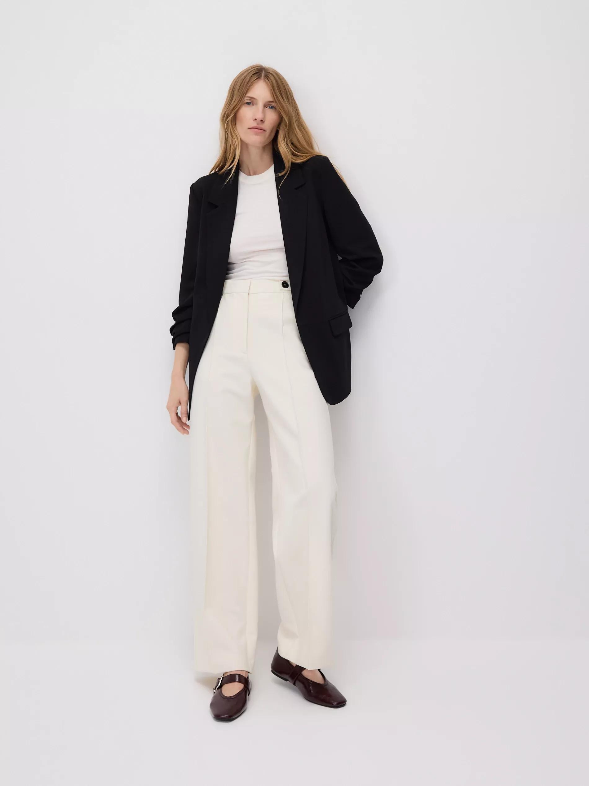 BLACK Blazer with crinkled sleeves, Black, medium