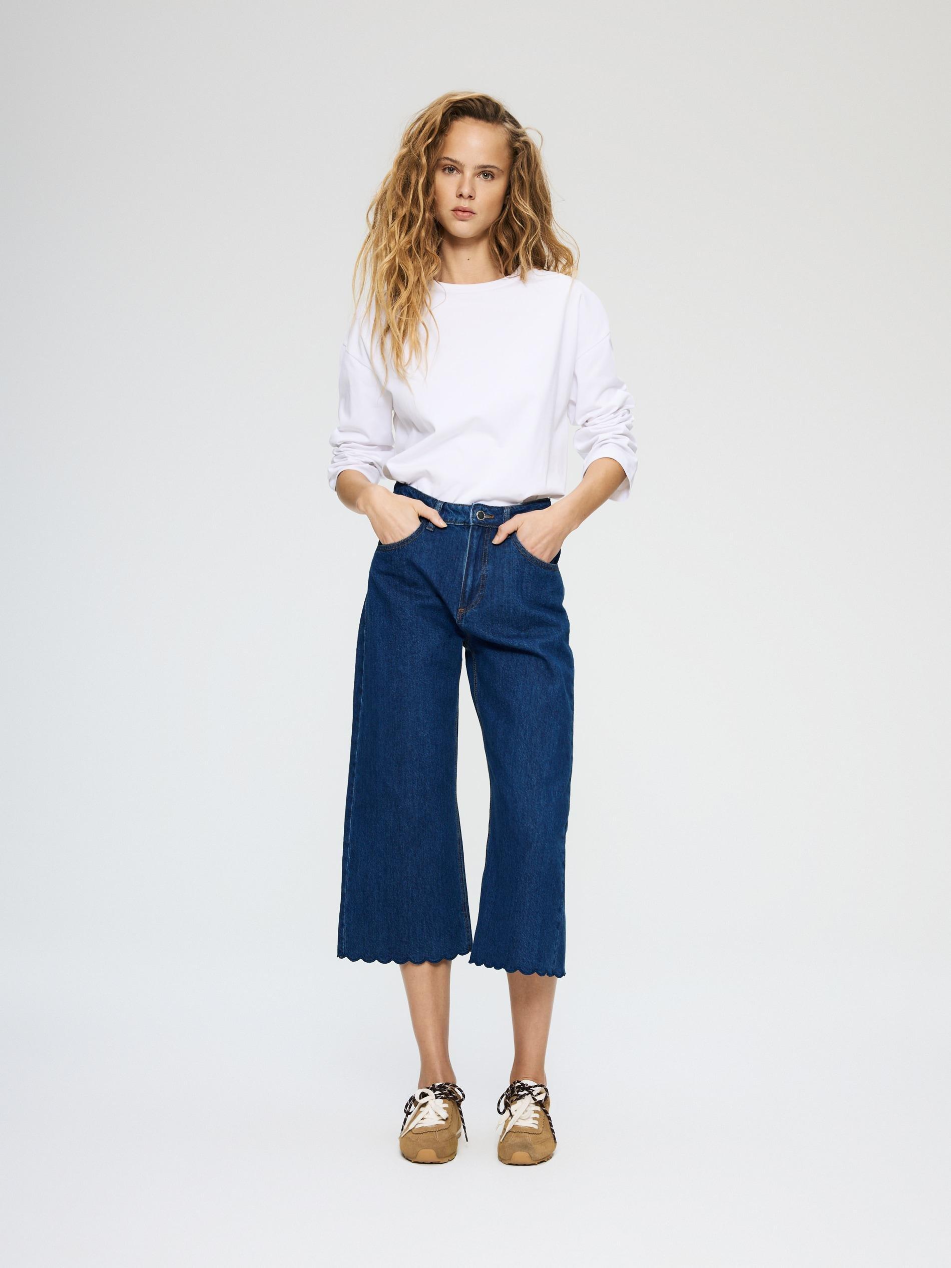 Blue Jeans Culotte Jeans, Blue, large image number 0