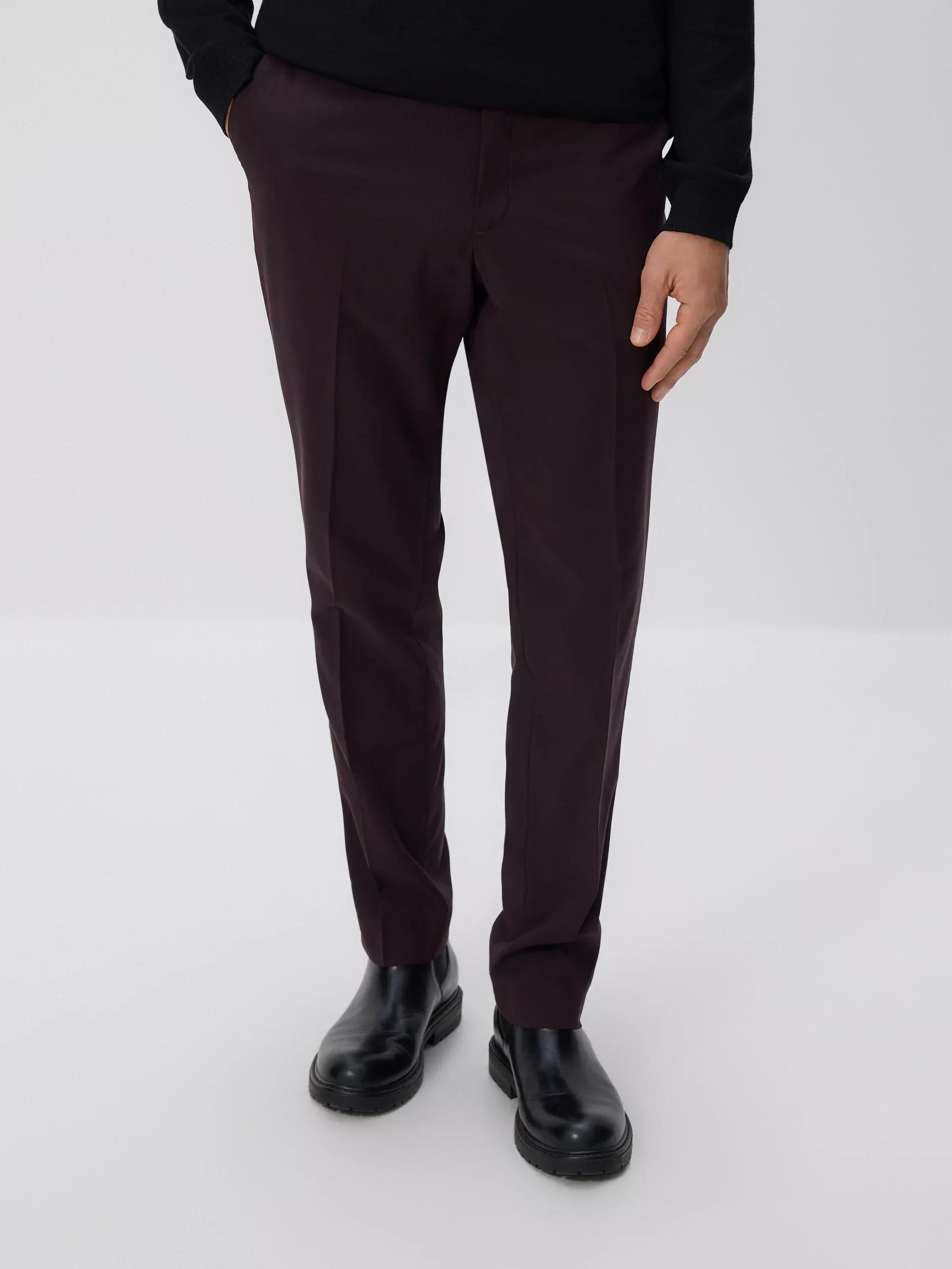 Brown Slim Suit Trousers, Burgundy, large image number 0